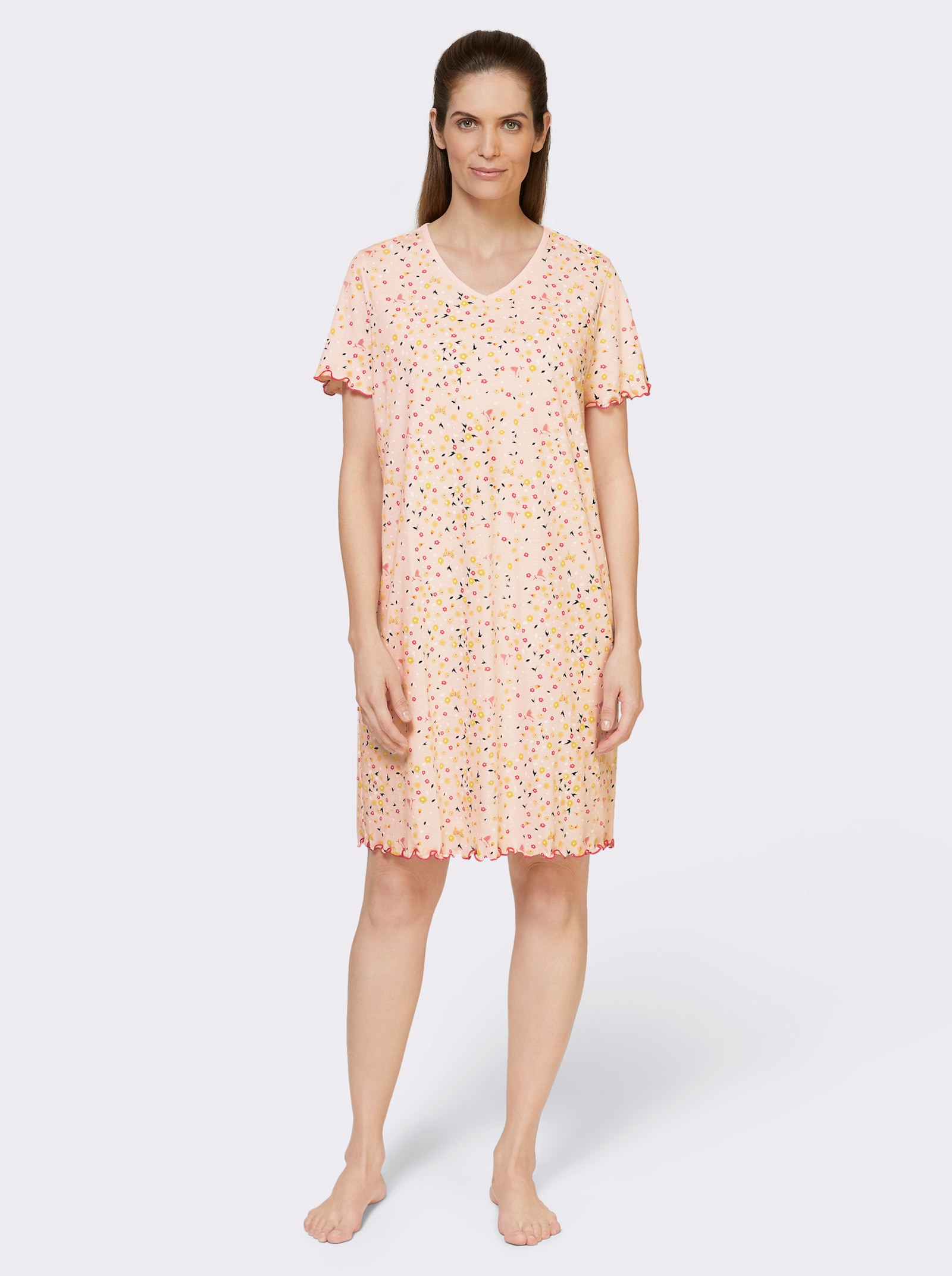 wäschepur T-shirt de nuit avec motif floral - vieux rose + rose clair imprimé