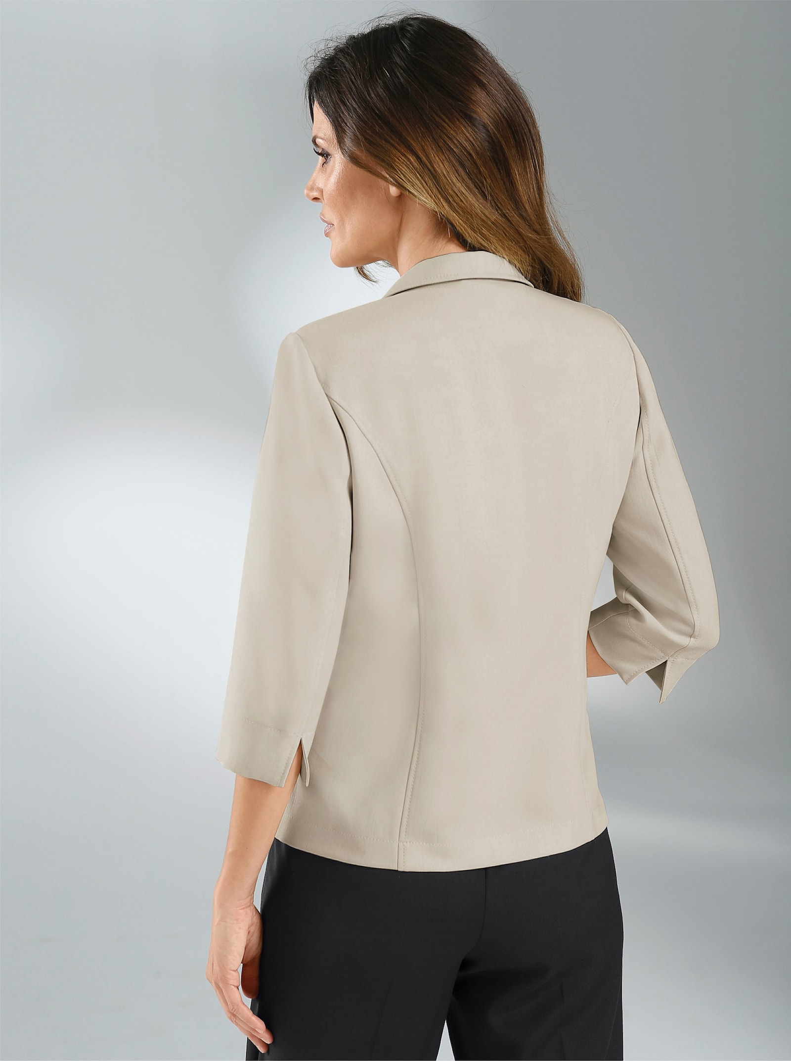 Blusenblazer mit Zierfalten und Glitzersteinen - elfenbein