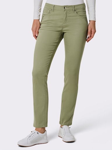 CREATION L PREMIUM 5-Pocket-Jeans mit Biesen-Verzierung an den Taschen - schilf