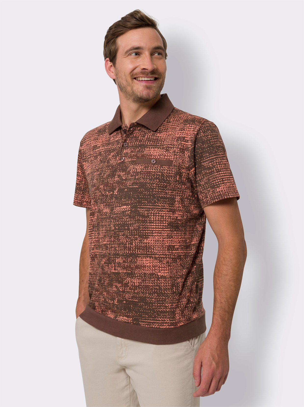 Poloshirt - choco gedessineerd