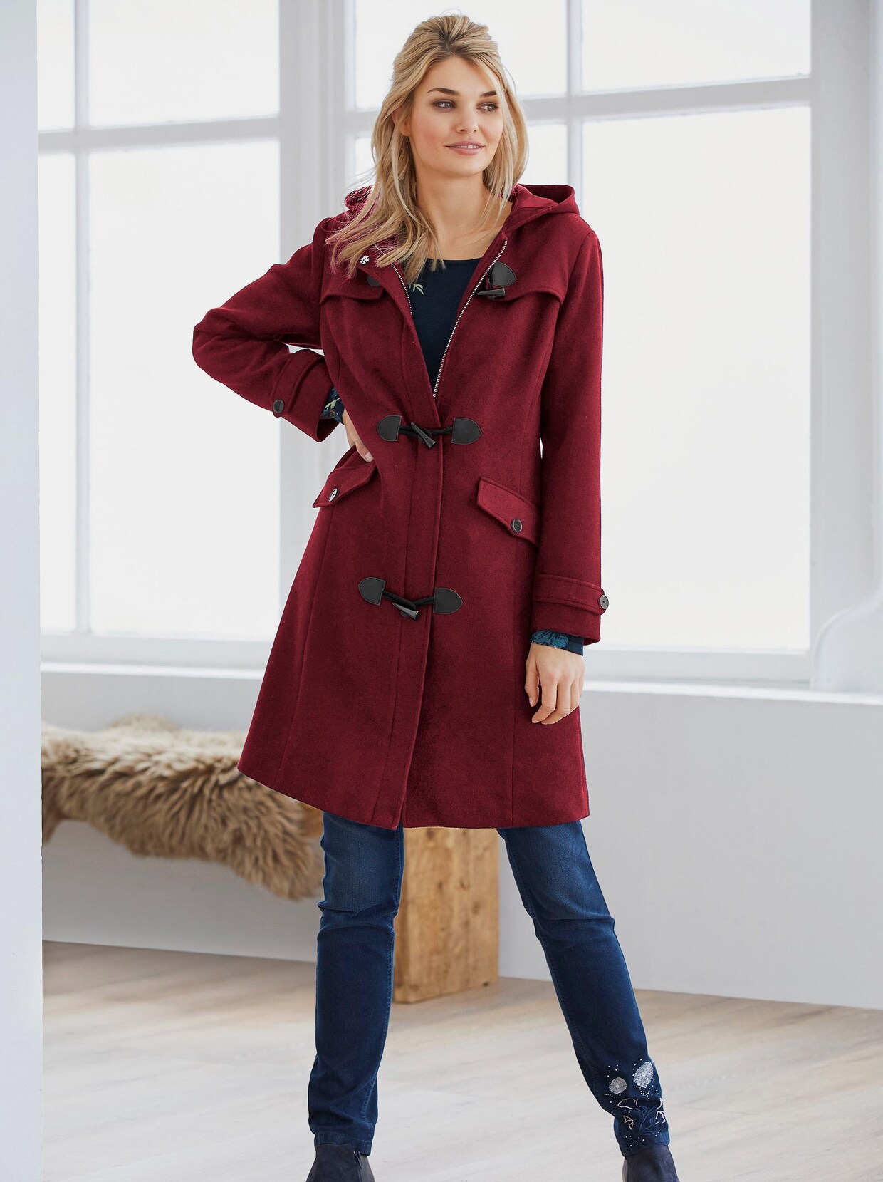 Linea Tesini Dufflecoat - dunkelrot