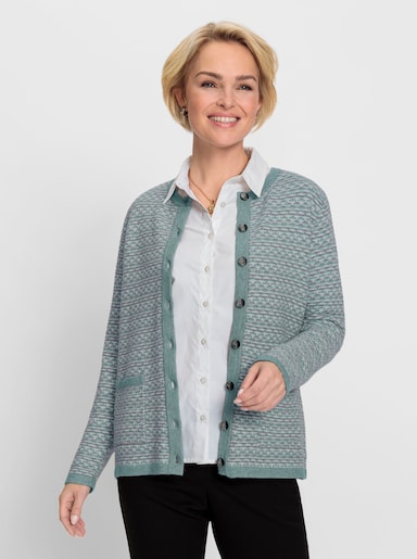 Strickjacke - kalkmint-jade-gemustert