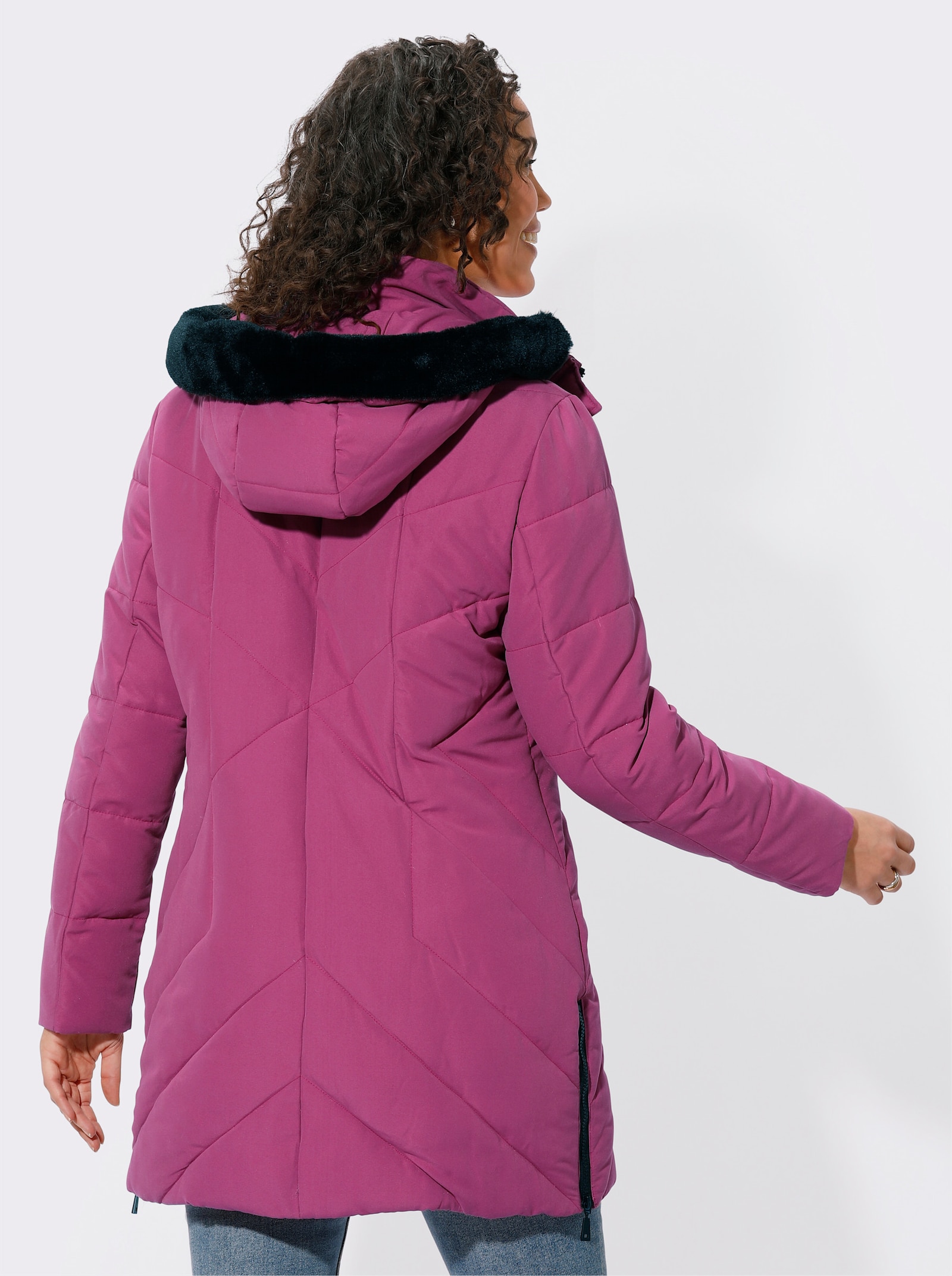 Steppjacke mit Pelz-Imitat-Besatz - erika