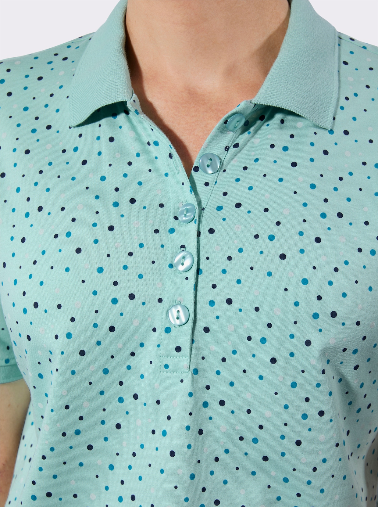Poloshirt - mint-aquapetrol-getupft