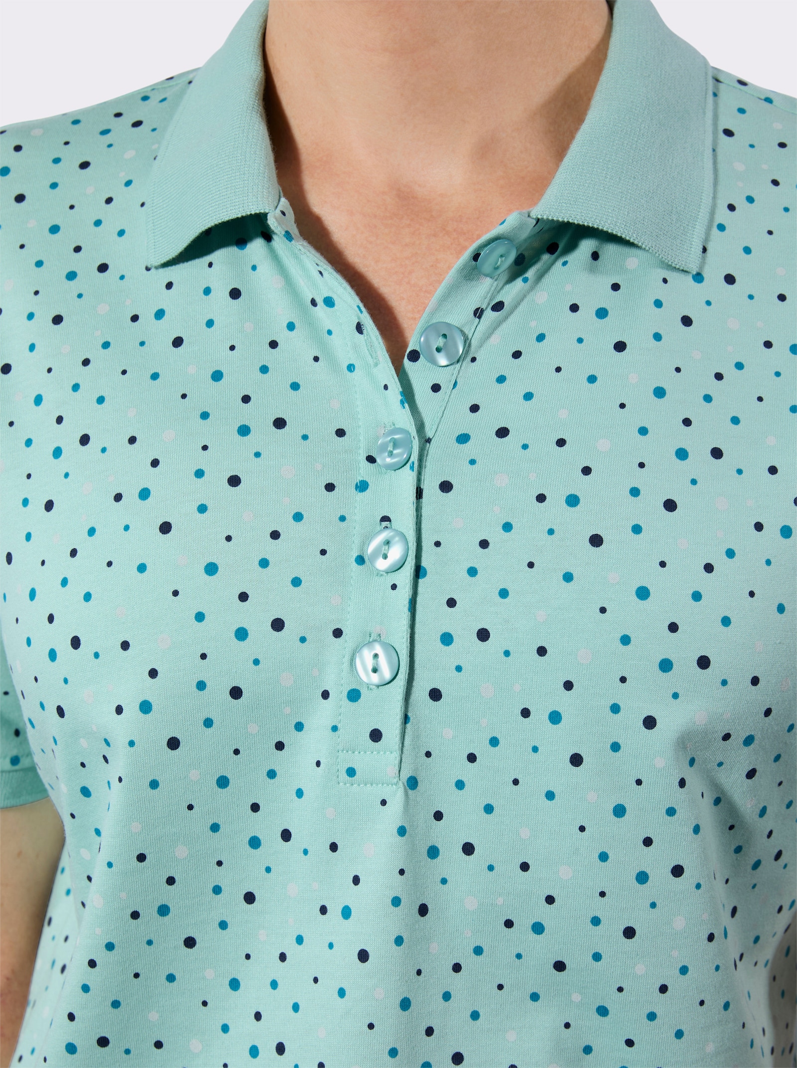 Poloshirt im Tupfendessin - mint-aquapetrol-getupft