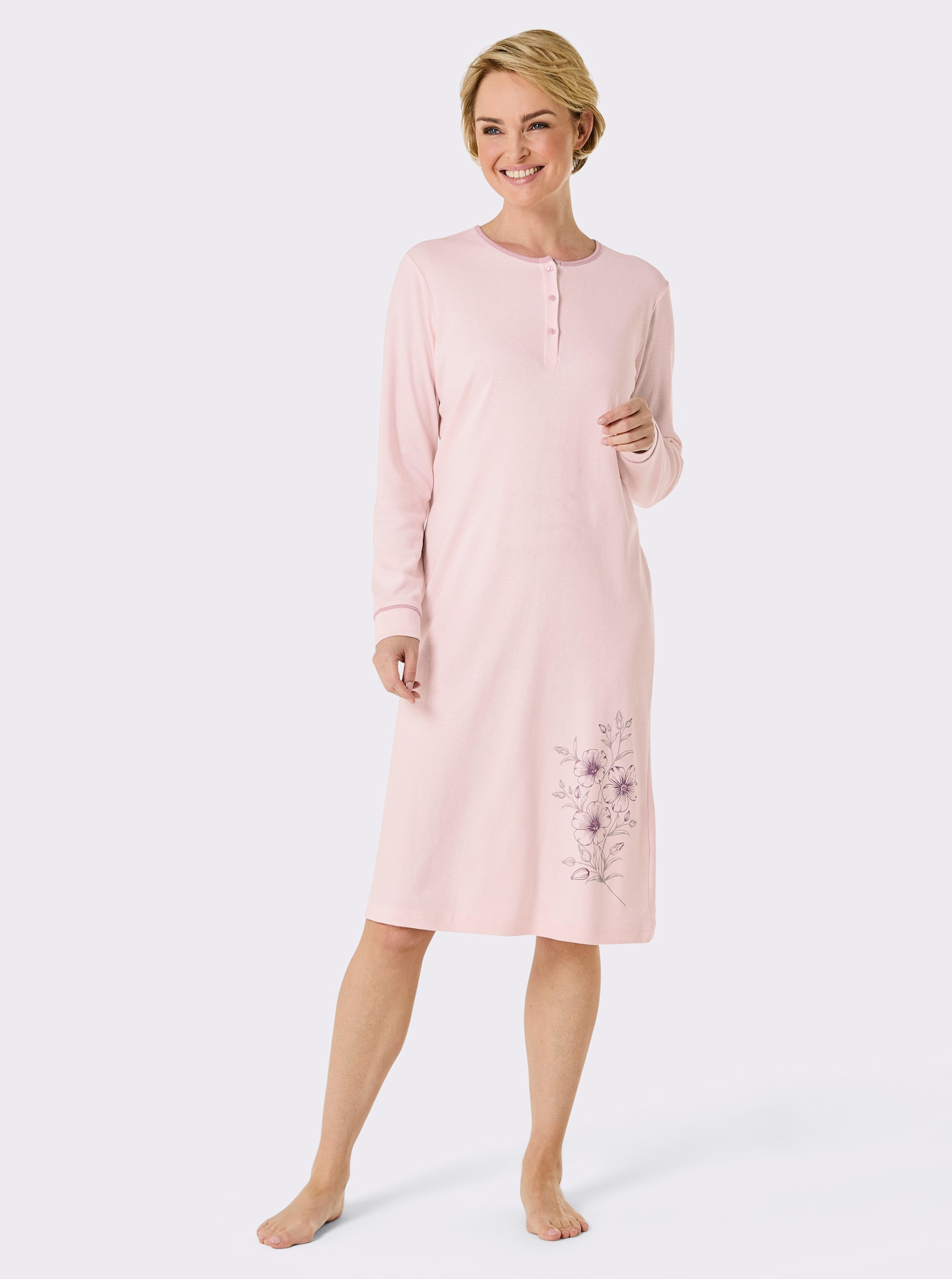 wäschepur Nachthemd - hellrosé-mauve-bedruckt