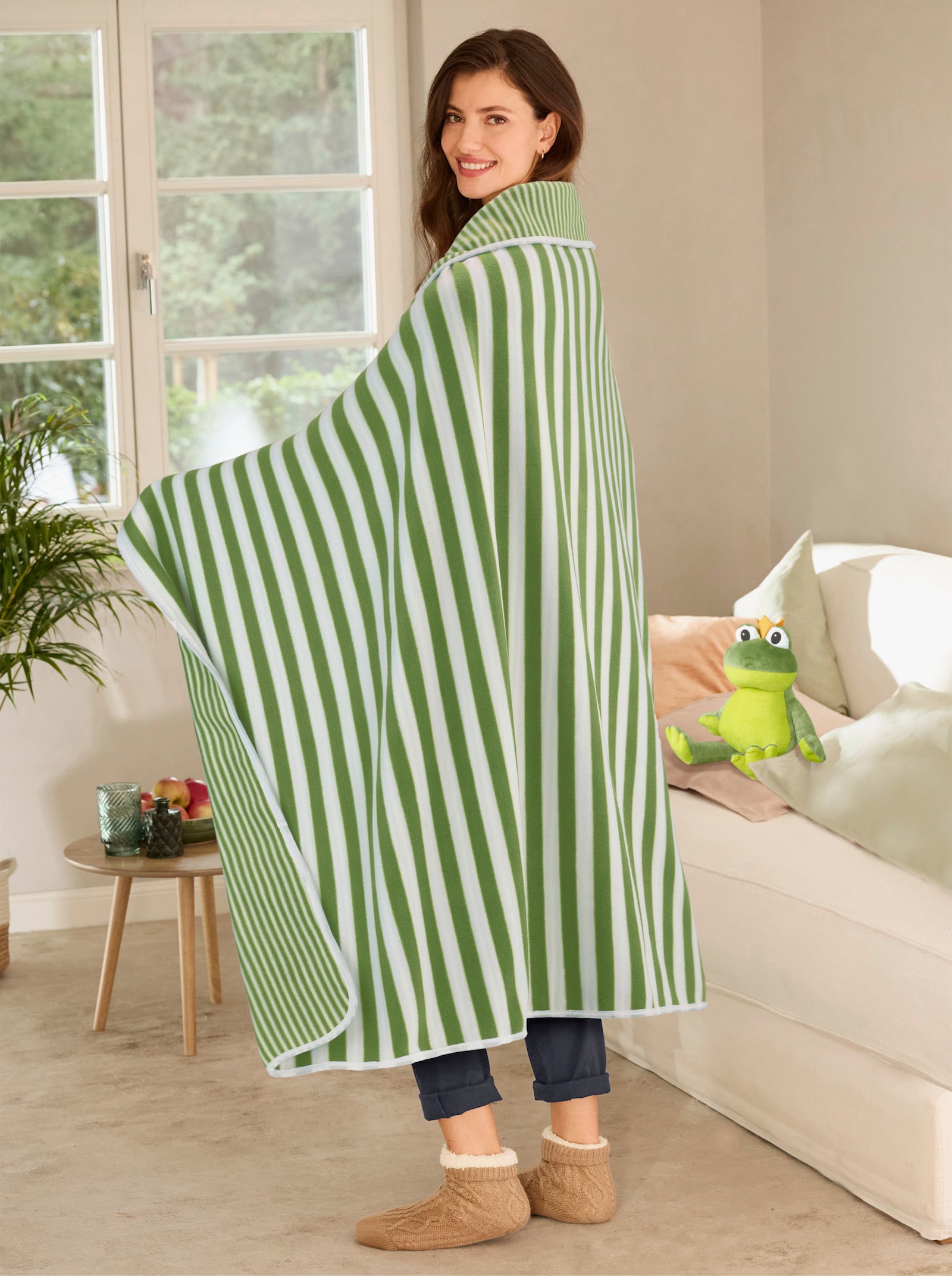 Decke mit Frosch - grün