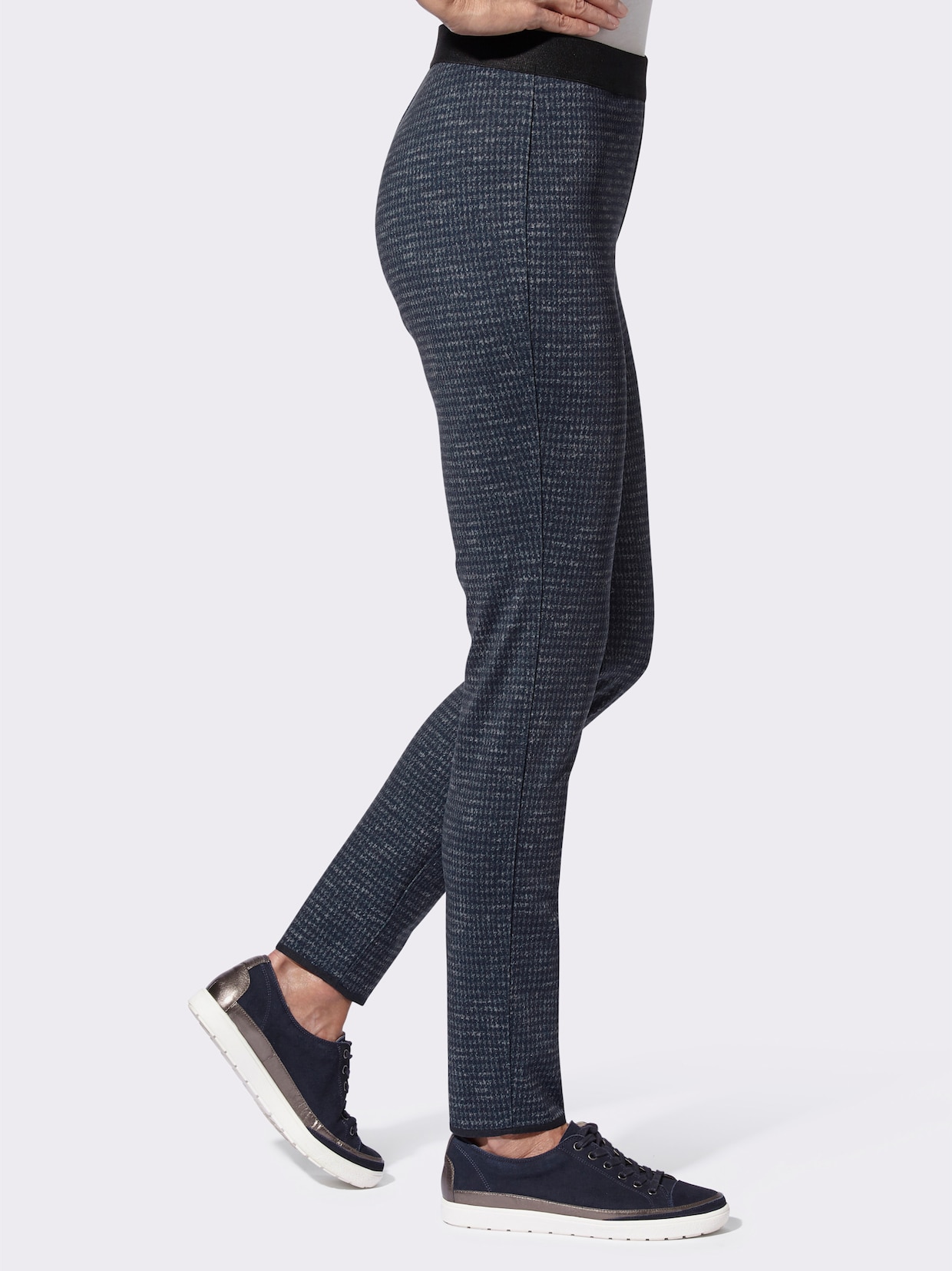 Stehmann Comfort line Broek - marine/rookblauw bedrukt
