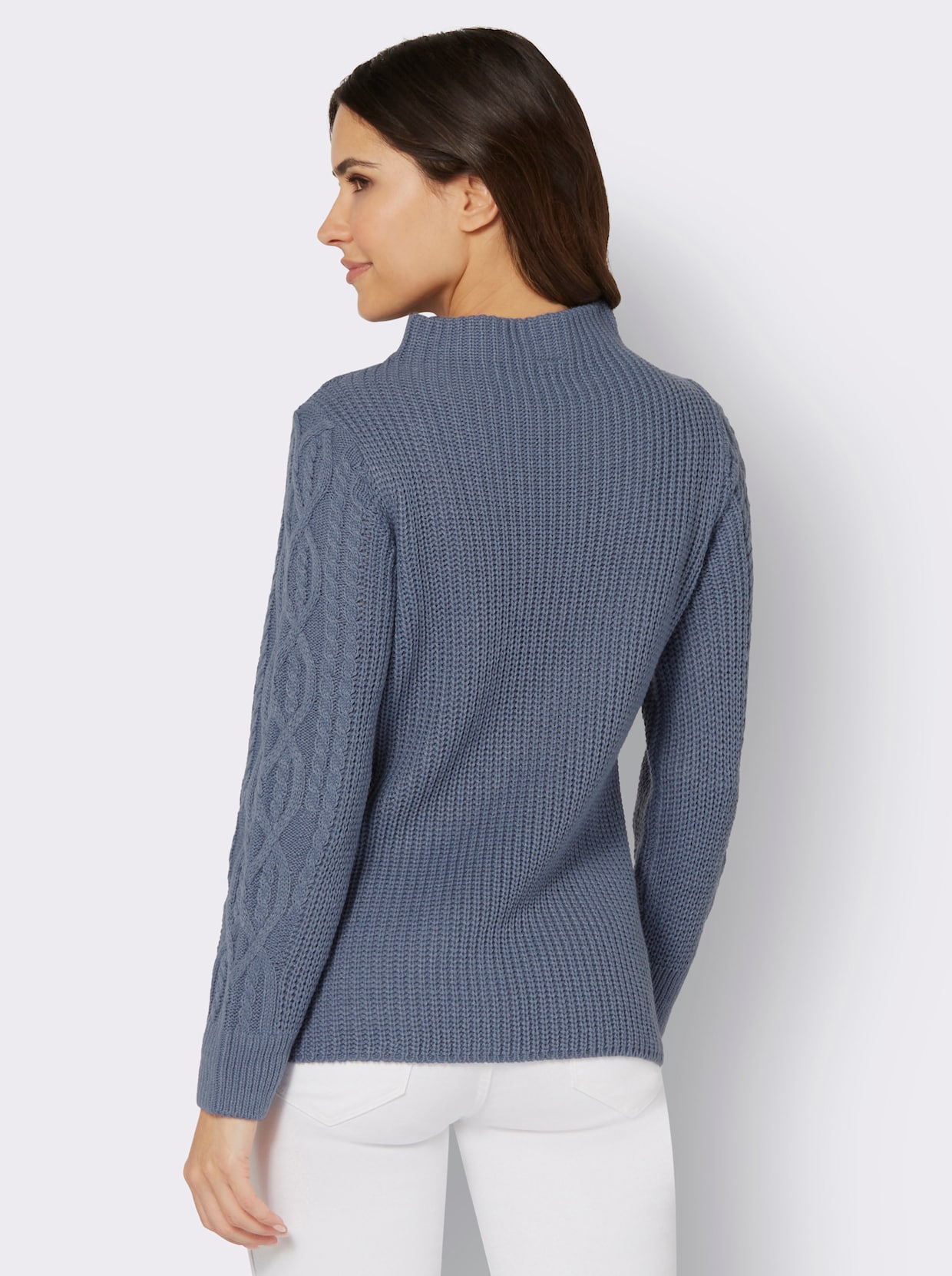 Langarm-Pullover - taubenblau