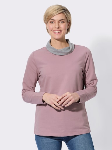 Sweatshirt mit kontrastfarbigem Kragen - mauve