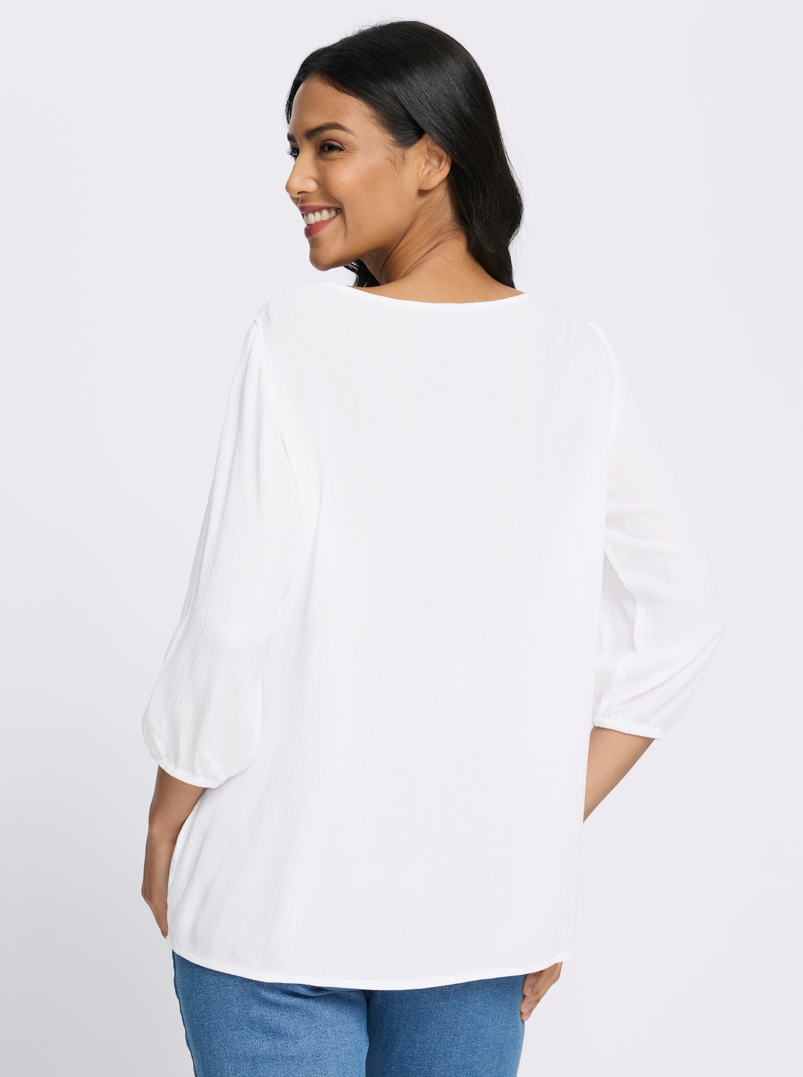 Tunika mit Spitze am V-Ausschnitt - ecru