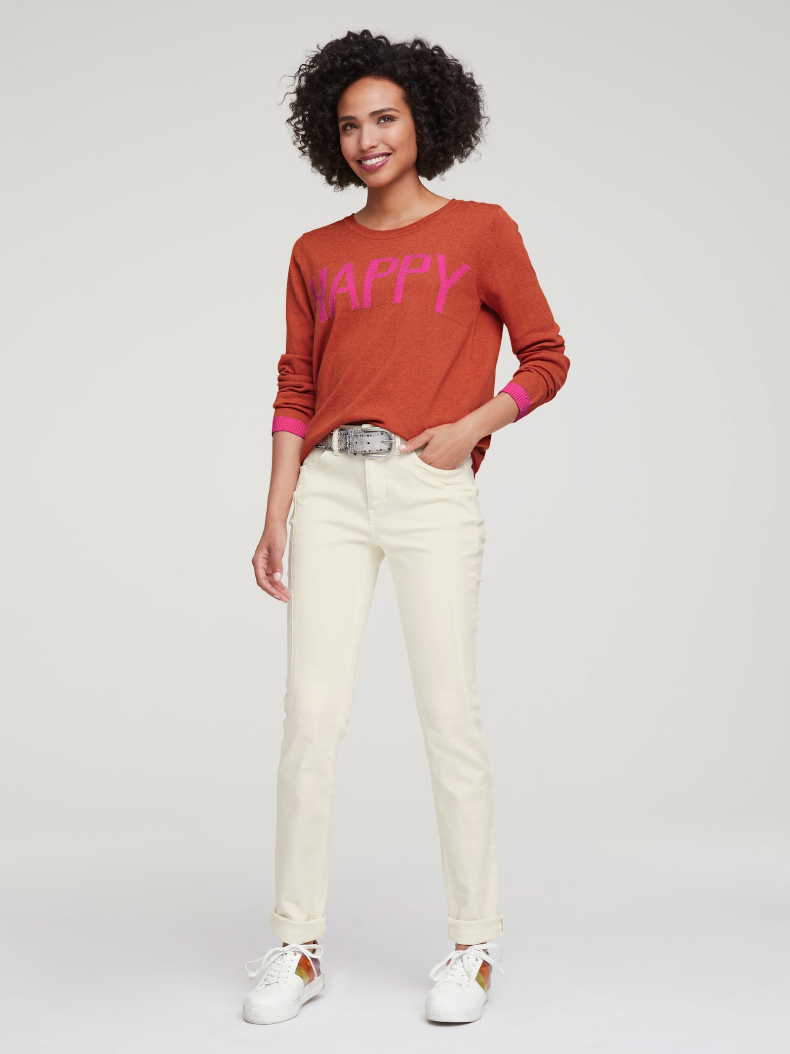 heine Röhrenjeans mit Power-Mesh-Einsatz - ecru