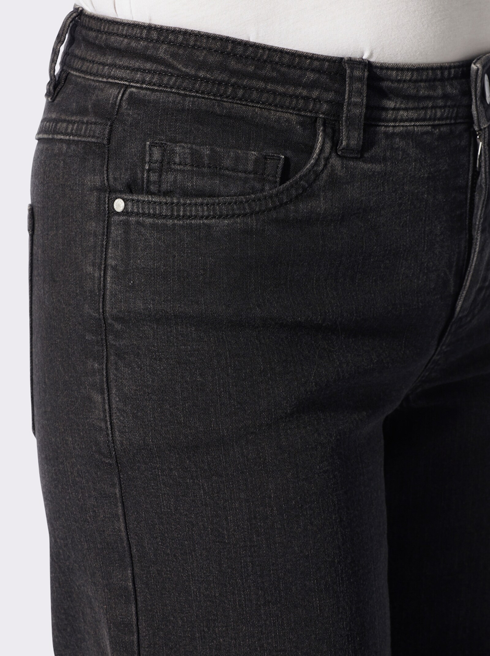 5-Pocket-Jeans mit Kontrastnähten - black denim