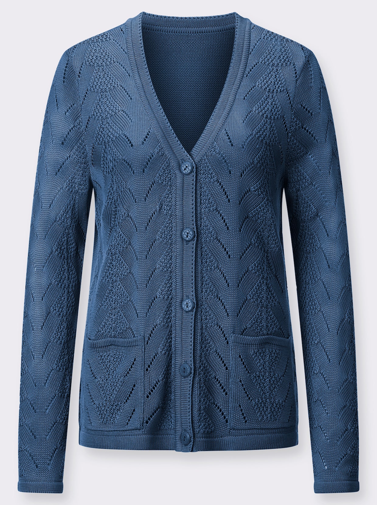 Strickjacke - jeansblau