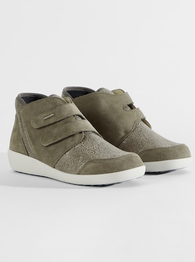 Varomed Stiefelette für kräftige Füße, Klettverschlüsse - taupe