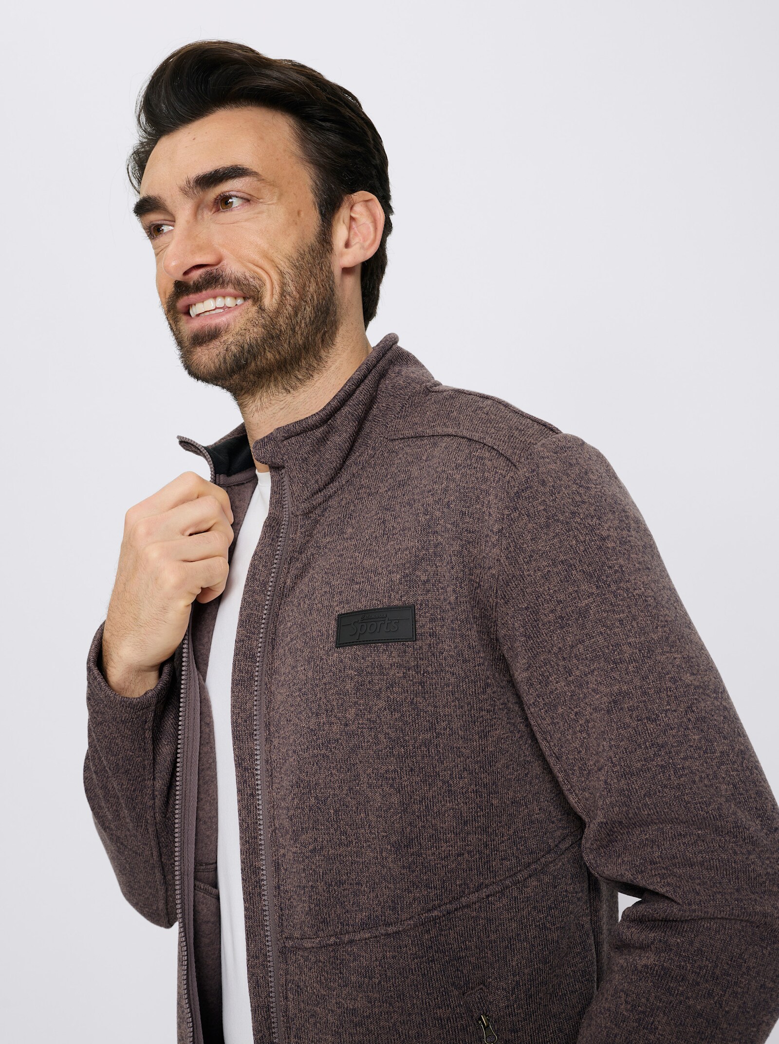 Catamaran Sports Strickfleecejacke mit 2 Reißverschluss-Taschen - steingrau-meliert