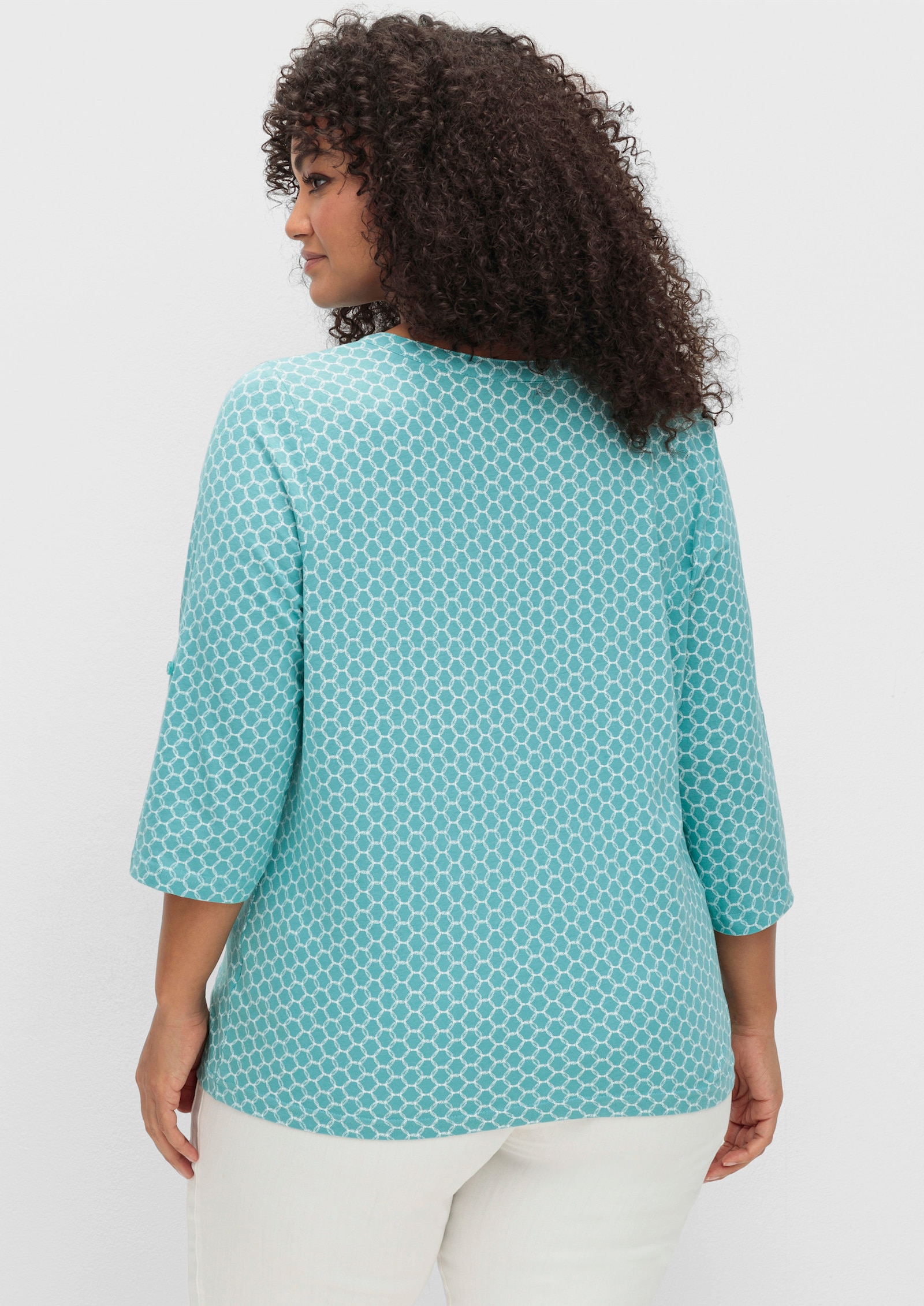 3/4-Arm-Shirt mit krempelbaren Ärmeln - ozean-bedruckt