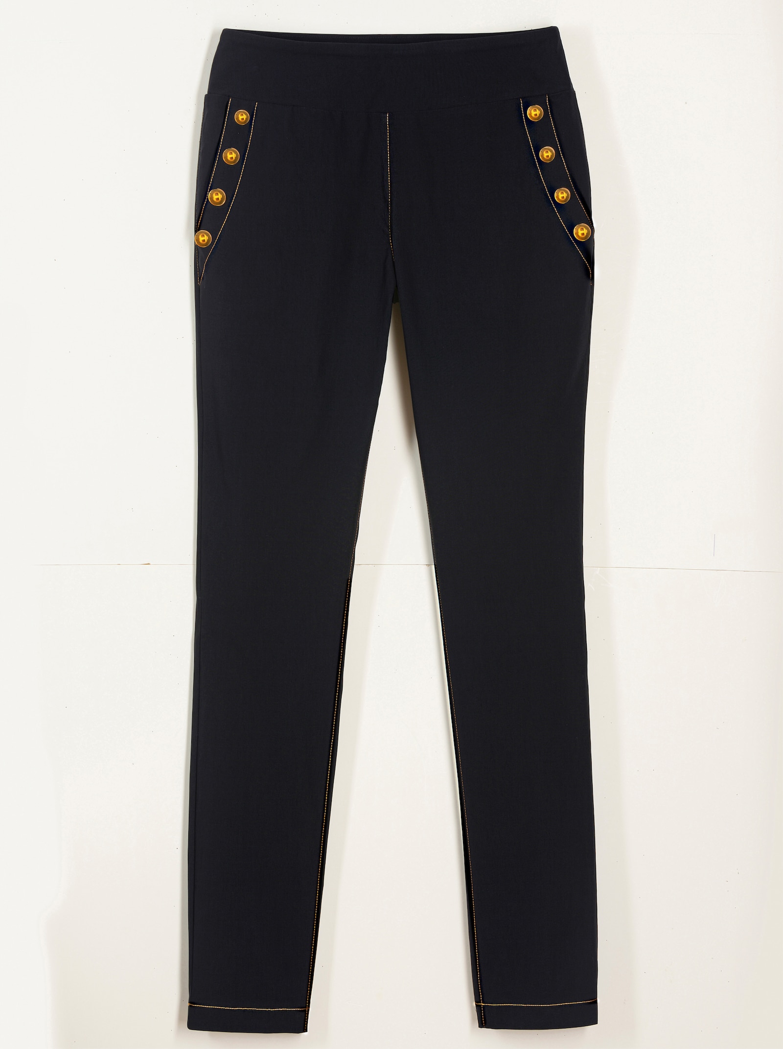 Bengalinhose mit Schmuckknöpfen - schwarz