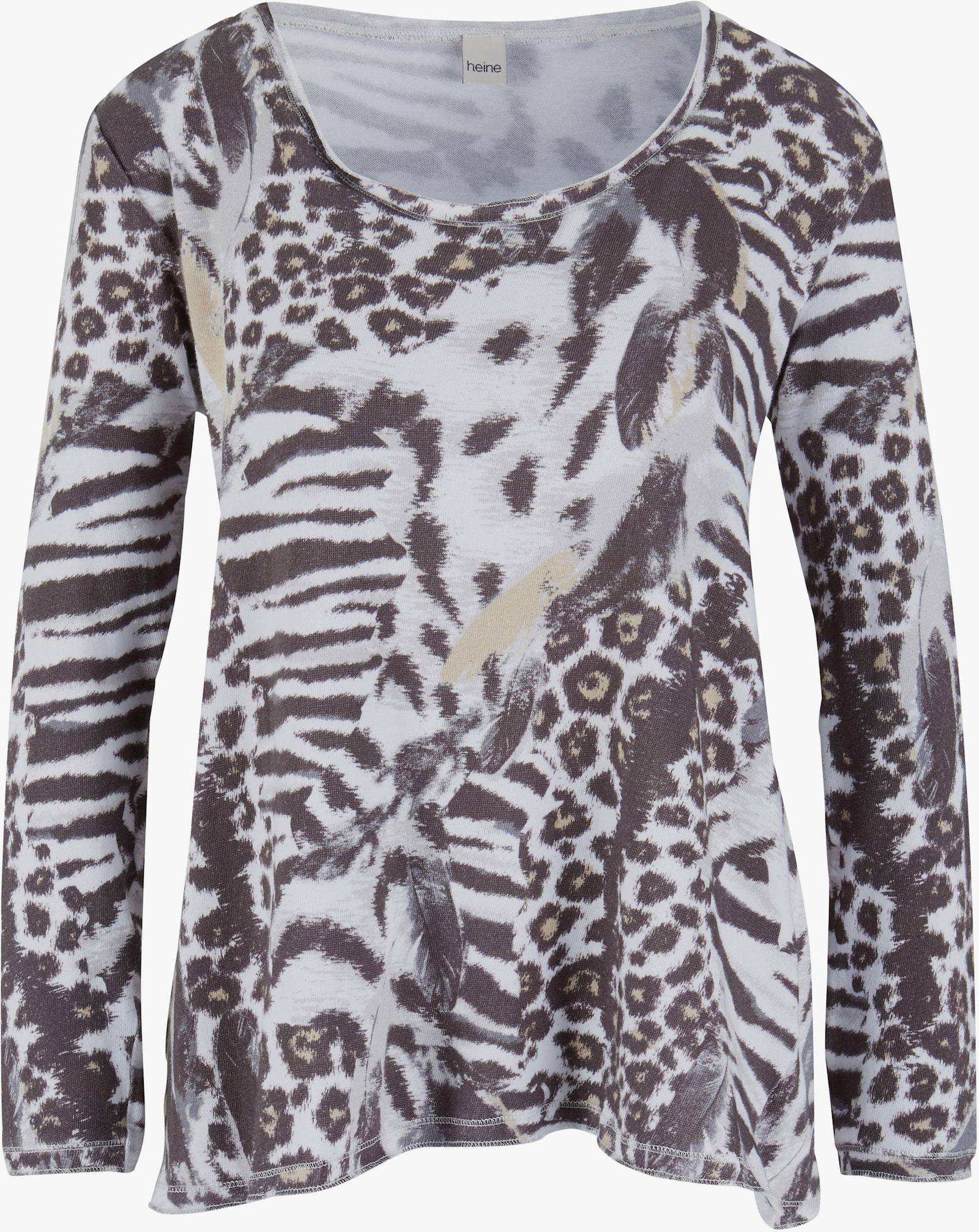 heine Langarmshirt mit Animal-Dessin - hellgrau-offwhite