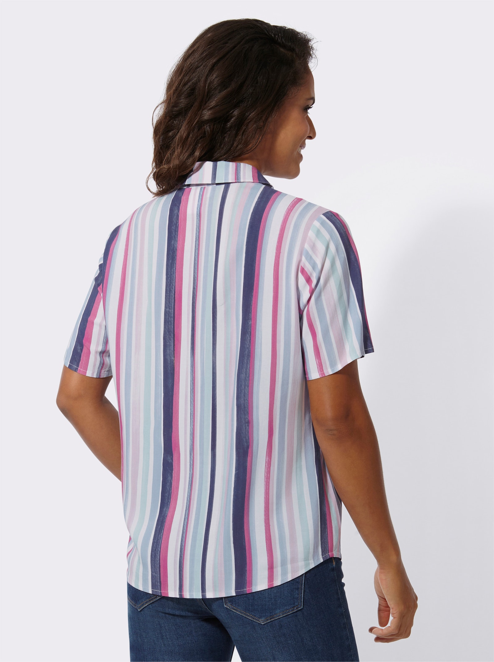 Gestreifte Bluse aus reiner Viskose - erika-marine-gestreift