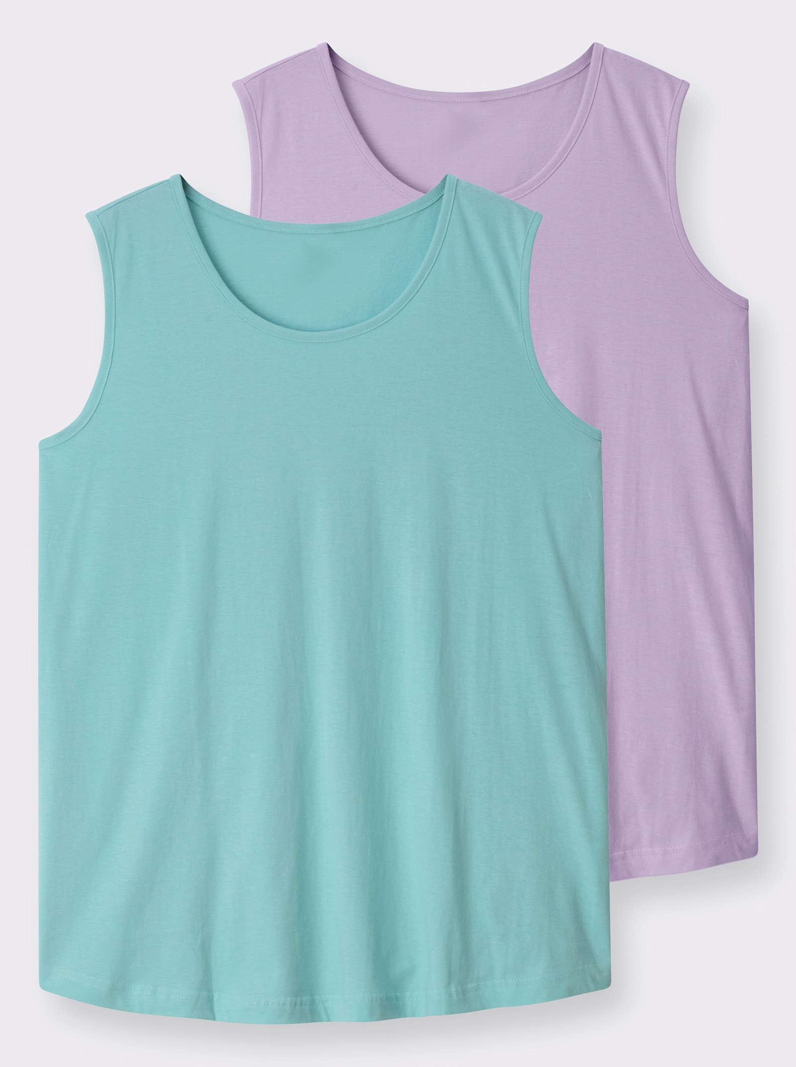 Longtop mit abgerundetem Saum - flieder + mint