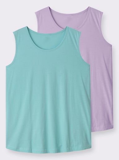 Longtop mit abgerundetem Saum - flieder + mint