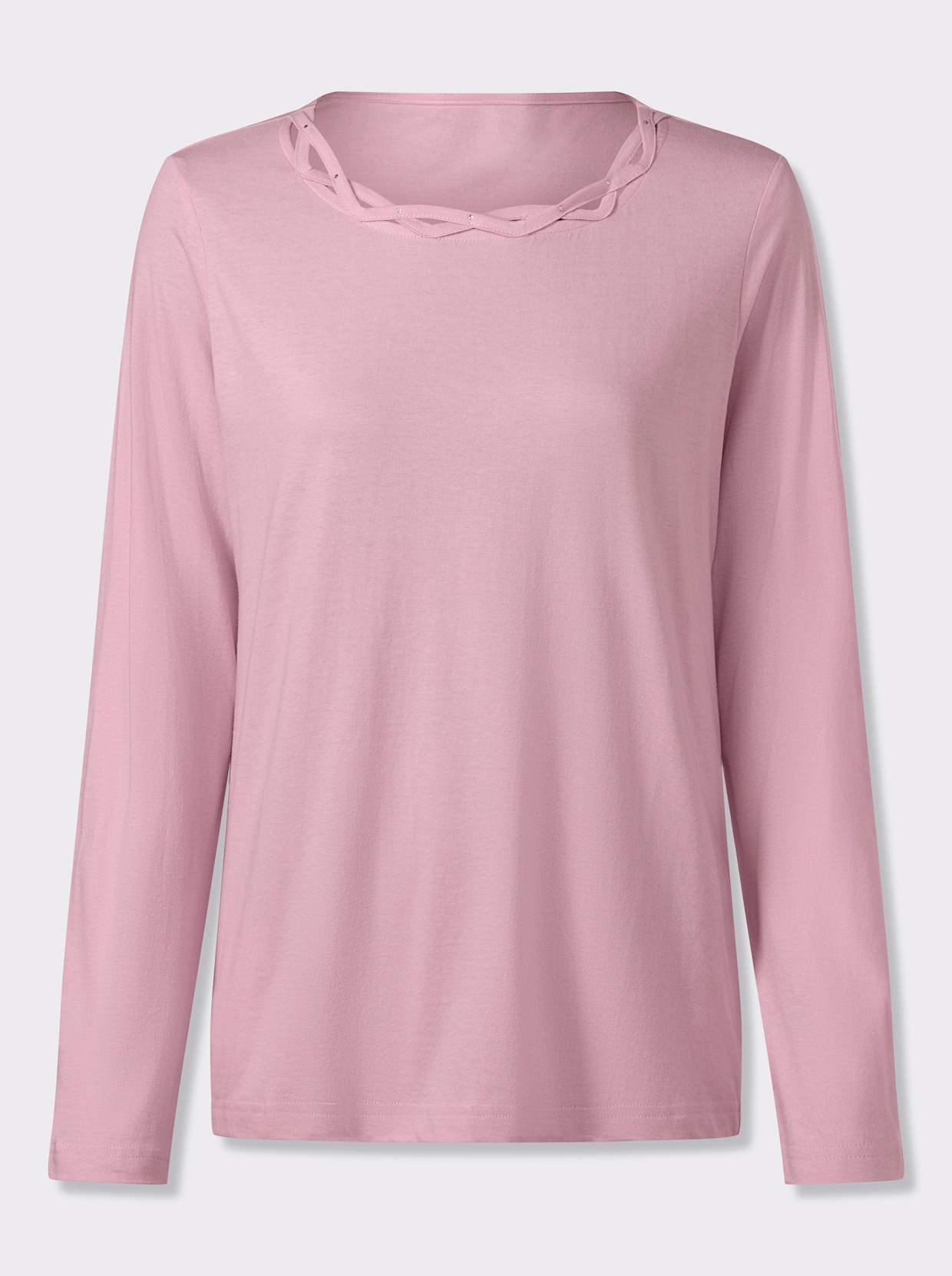 Langarmshirt mit Glitzersteinchen - rosé