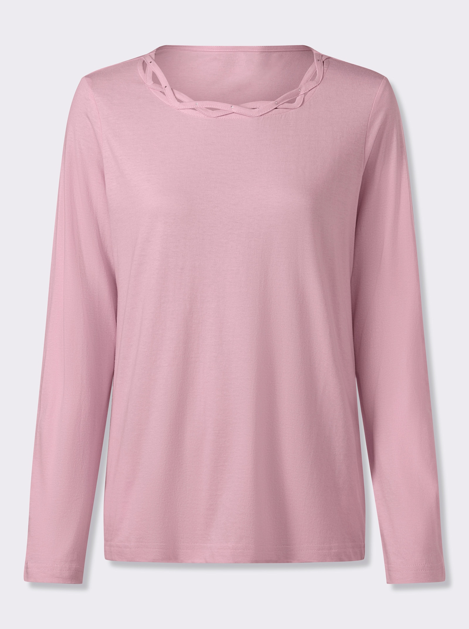 Langarmshirt mit Glitzersteinchen - rosé