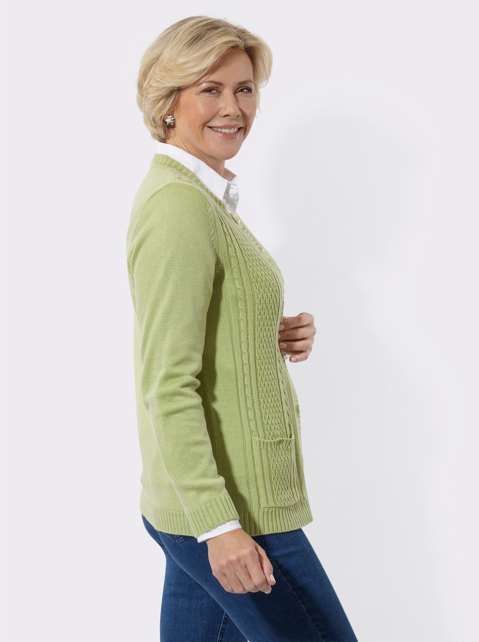 Strickjacke mit Einstrickmuster - lindgrün