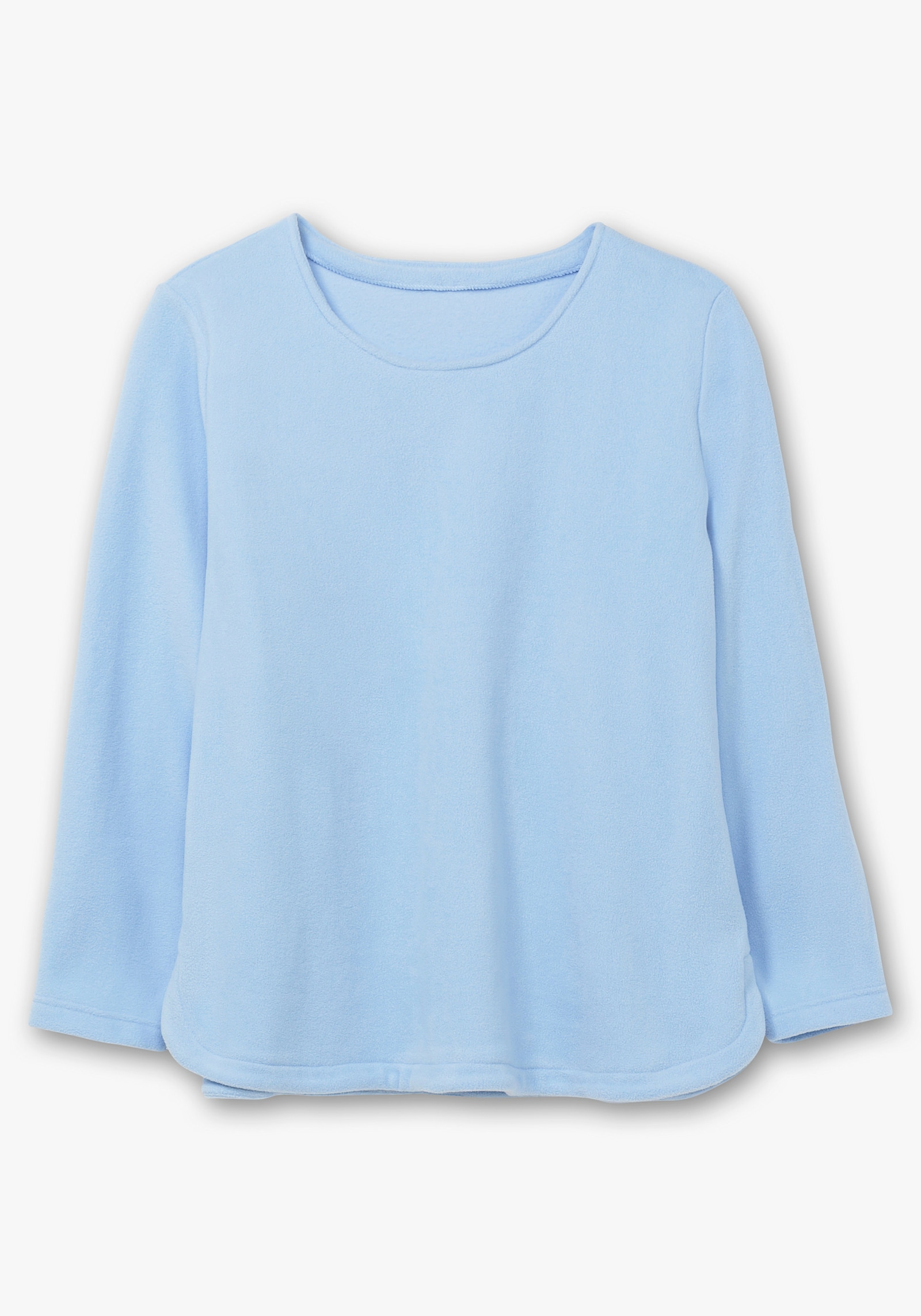 Fleeceshirt mit abgerundetem Saum - eisblau