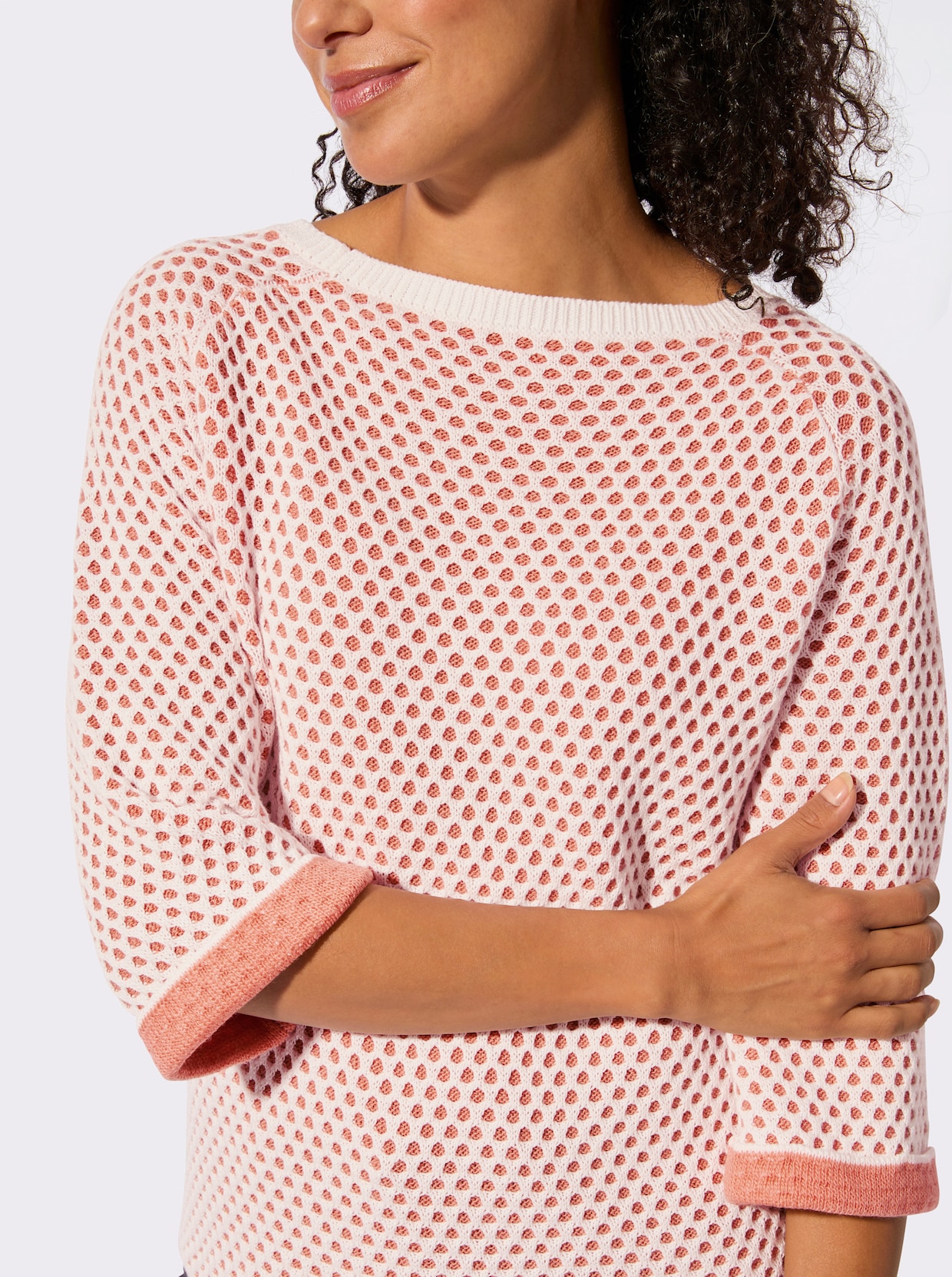 Strickpullover - papaya-ecru