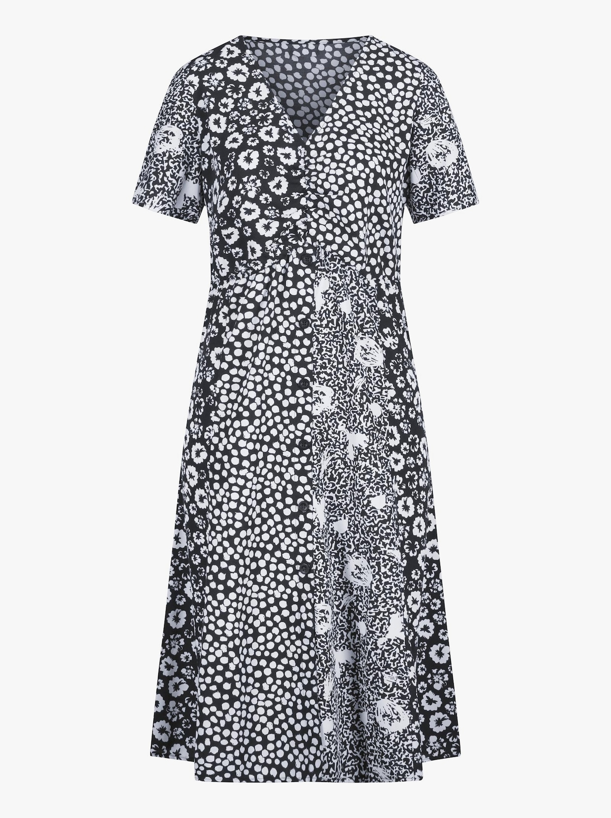 Šaty s potiskem - černá-bílá-vzor