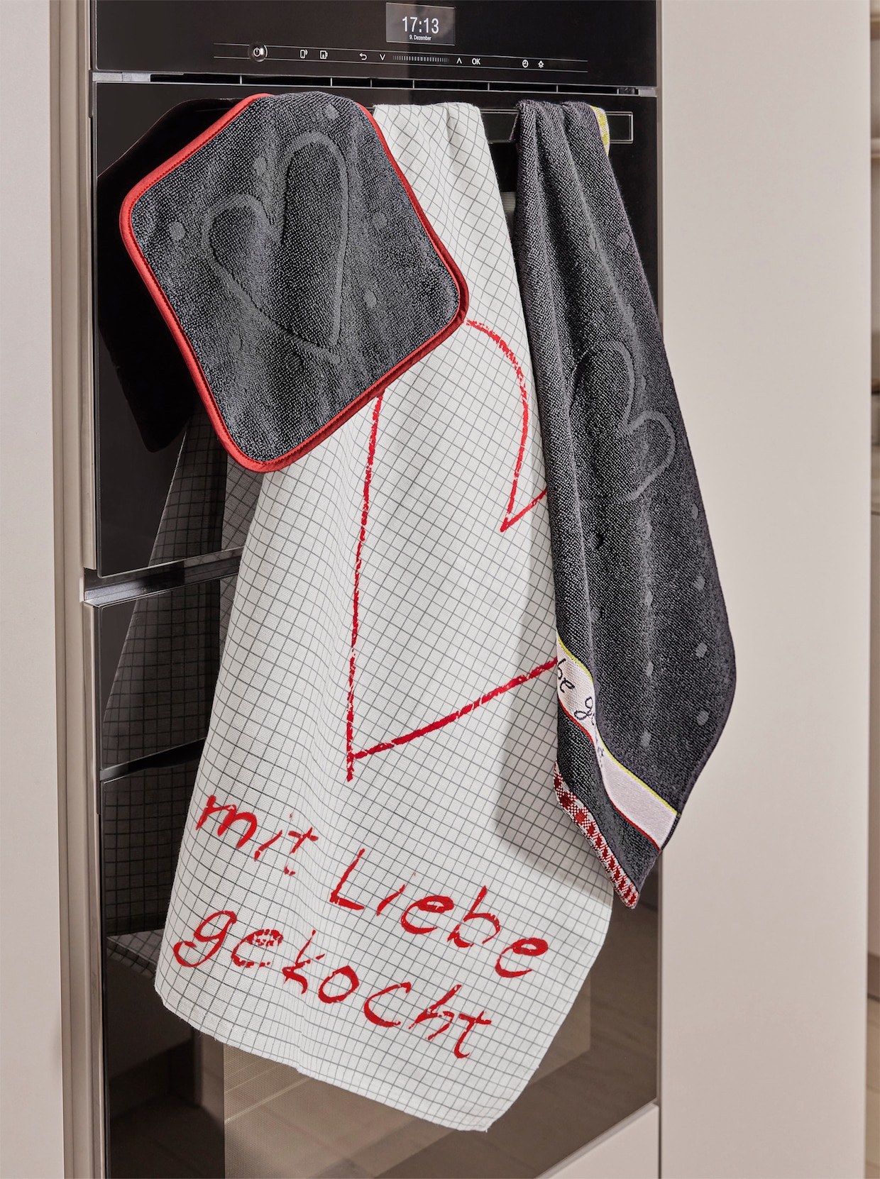 Geschirrtuch - schwarz-gemustert