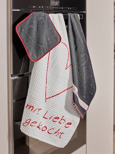 Geschirrtuch - schwarz-gemustert