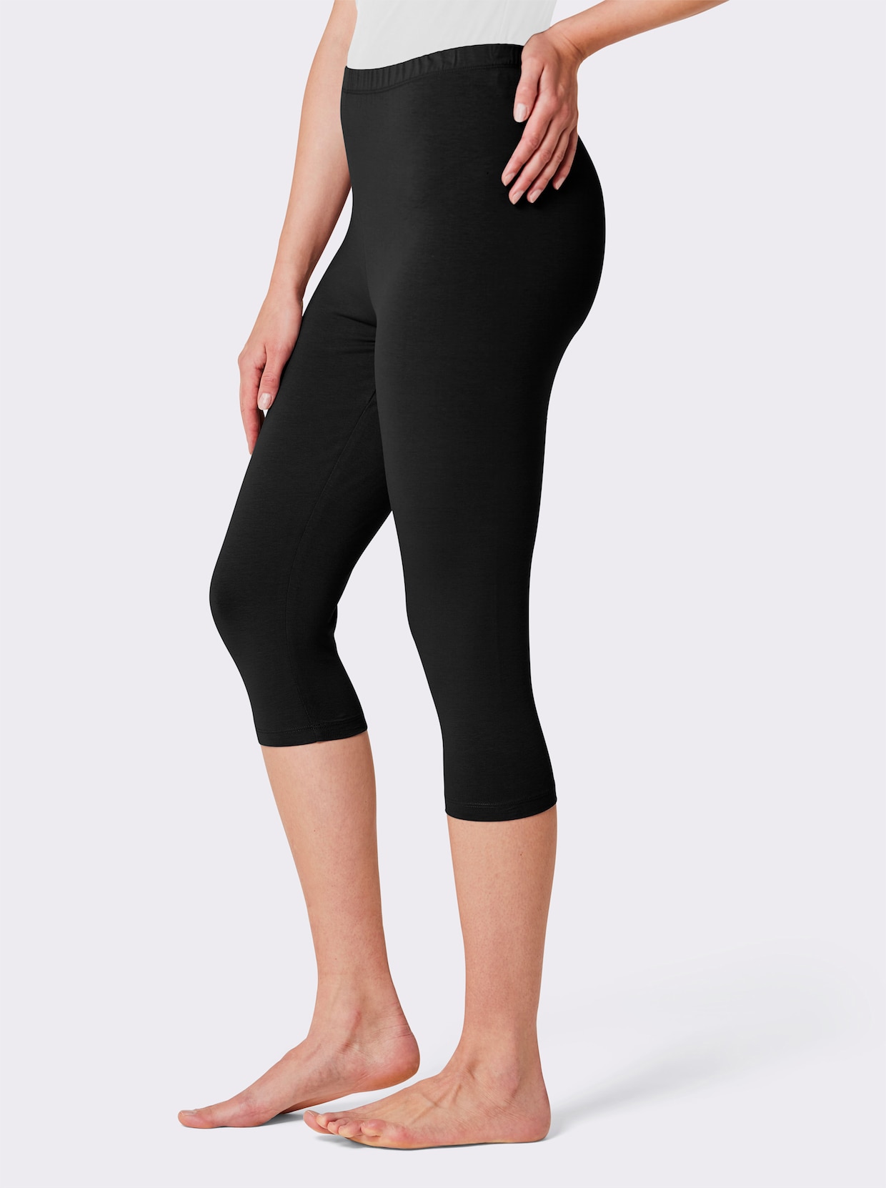 feel good Capri-Leggings - schwarz + grau-meliert