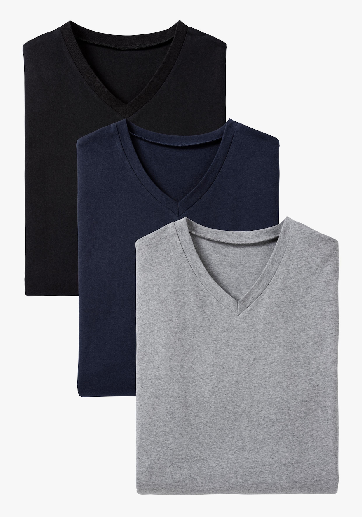 s.Oliver V-Shirt - grau-meliert, navy, schwarz