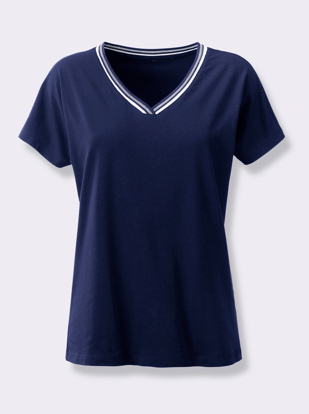 Shirt met v-hals - marine