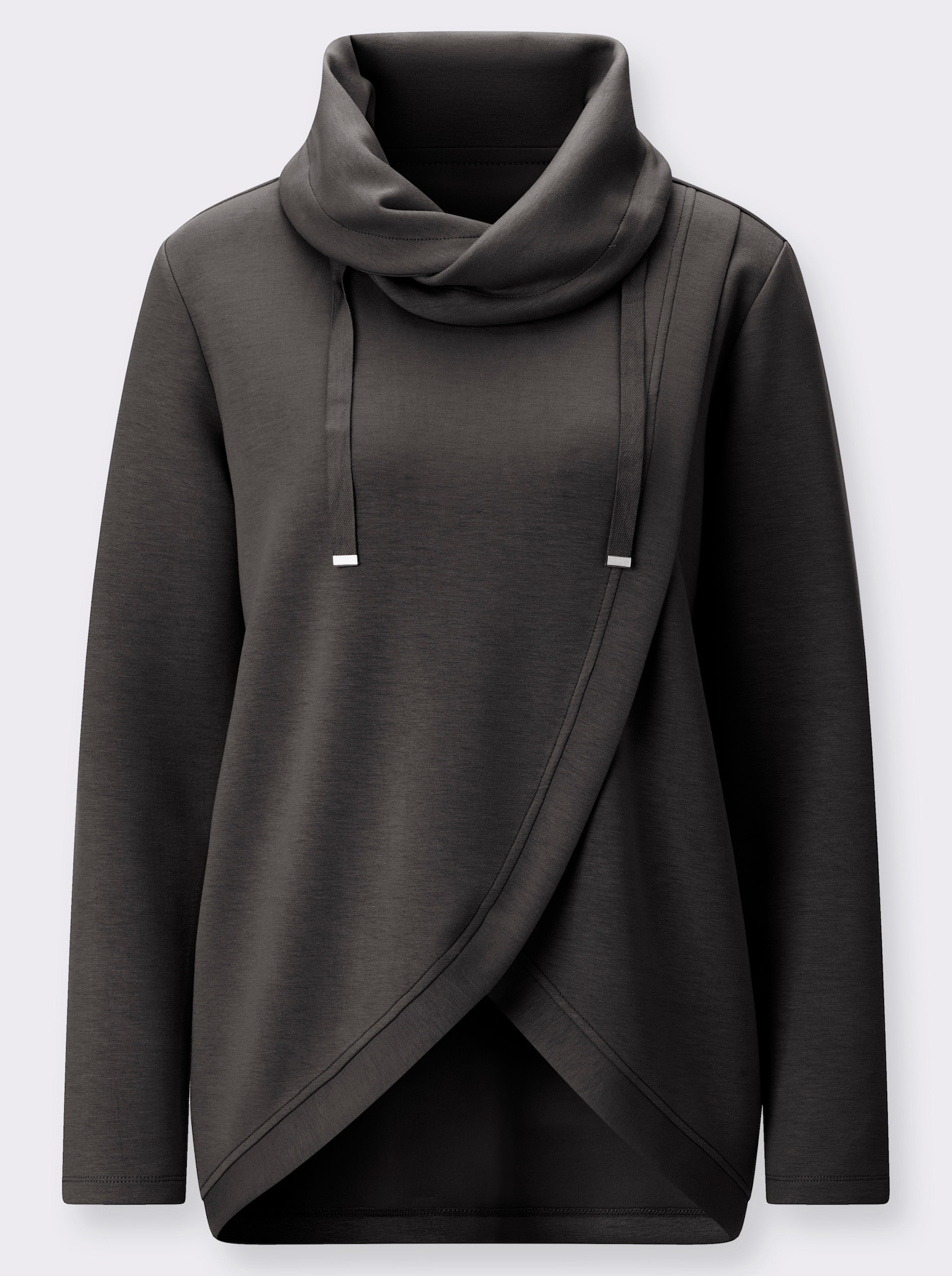  Longshirt in Wickel-Optik - graphit