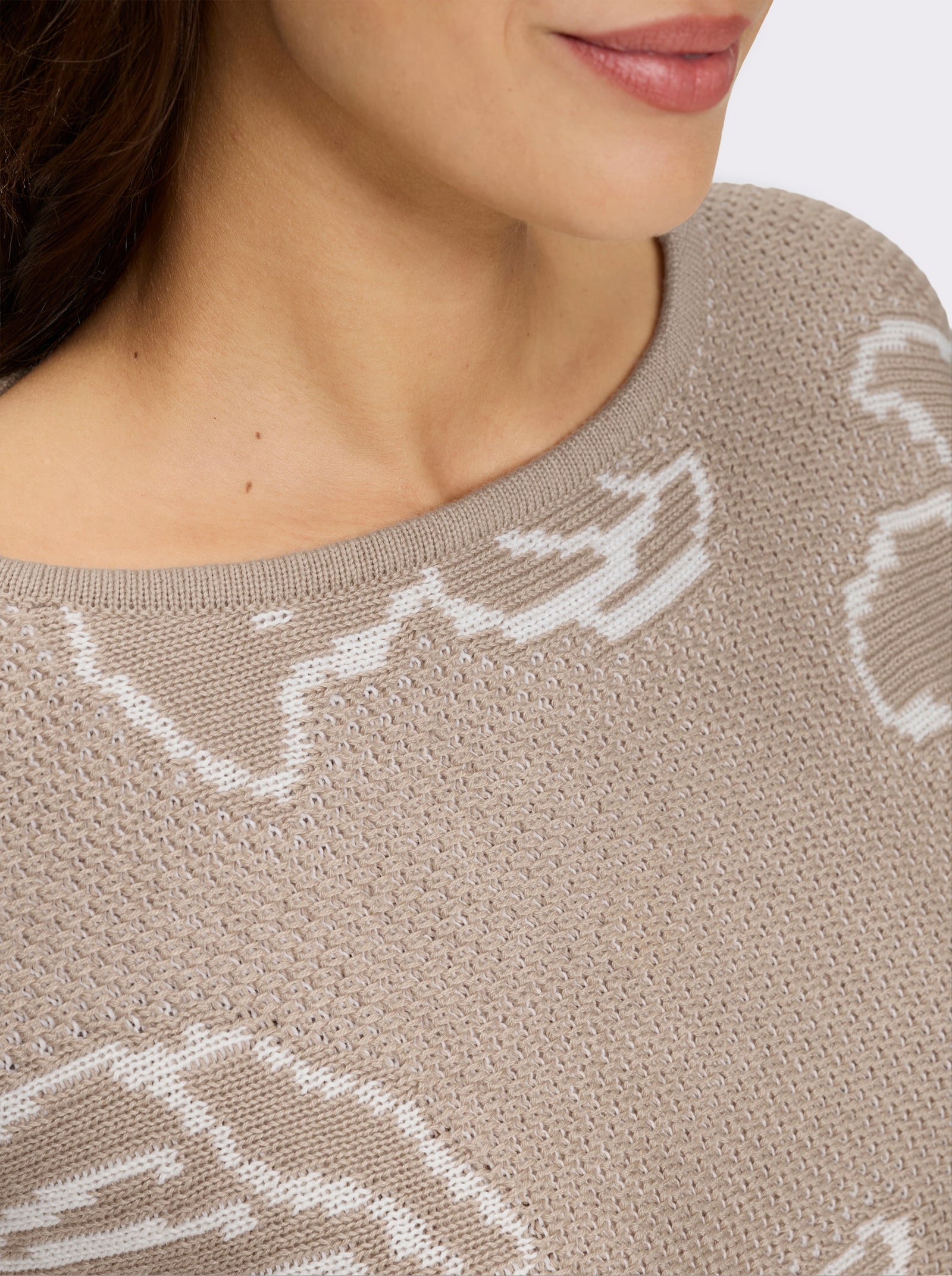 Ajourpullover im Jacquard-Dessin - sesam-ecru-gemustert
