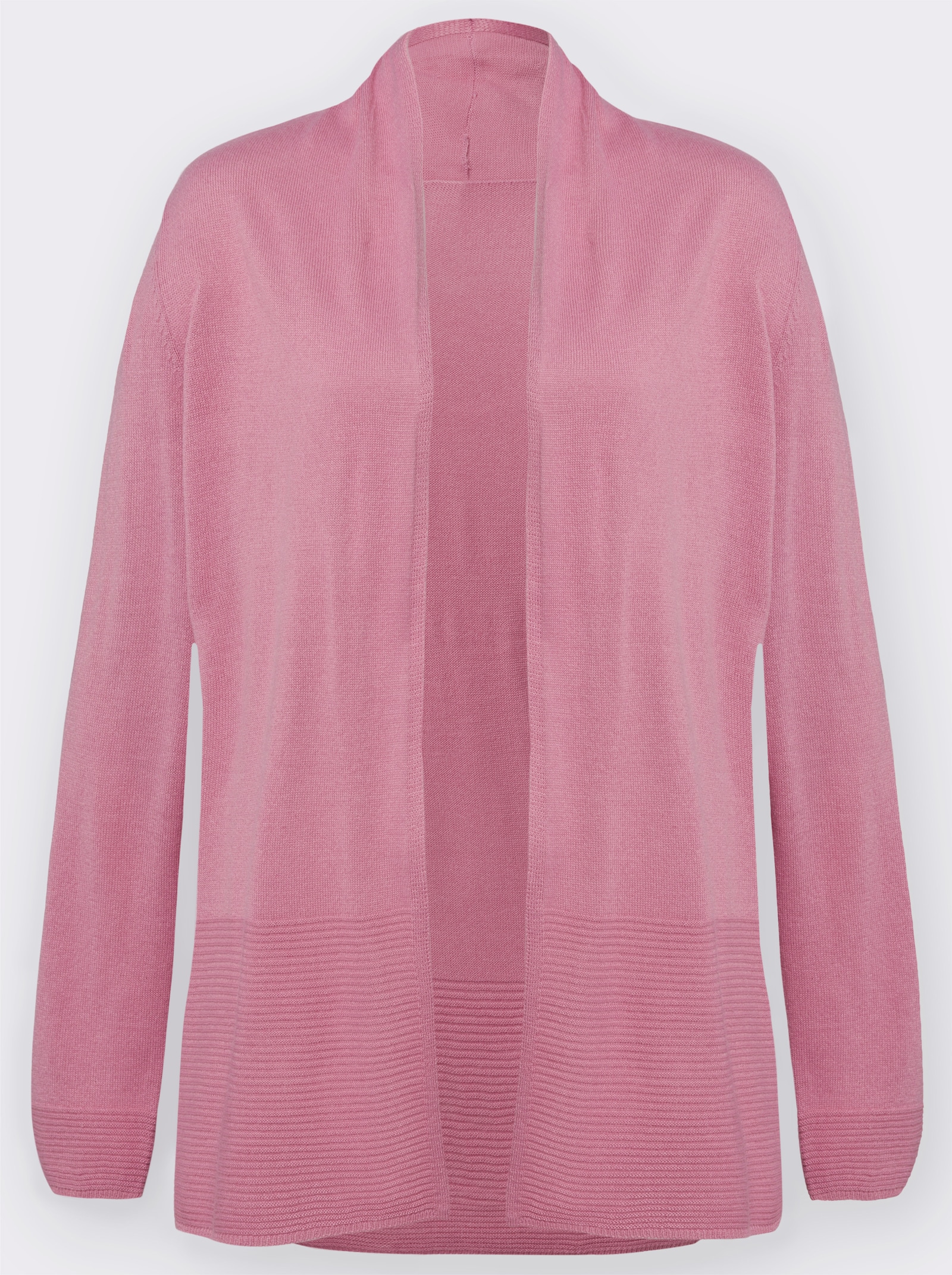 Pletený kabátek otevřeného střihu - starorůžová