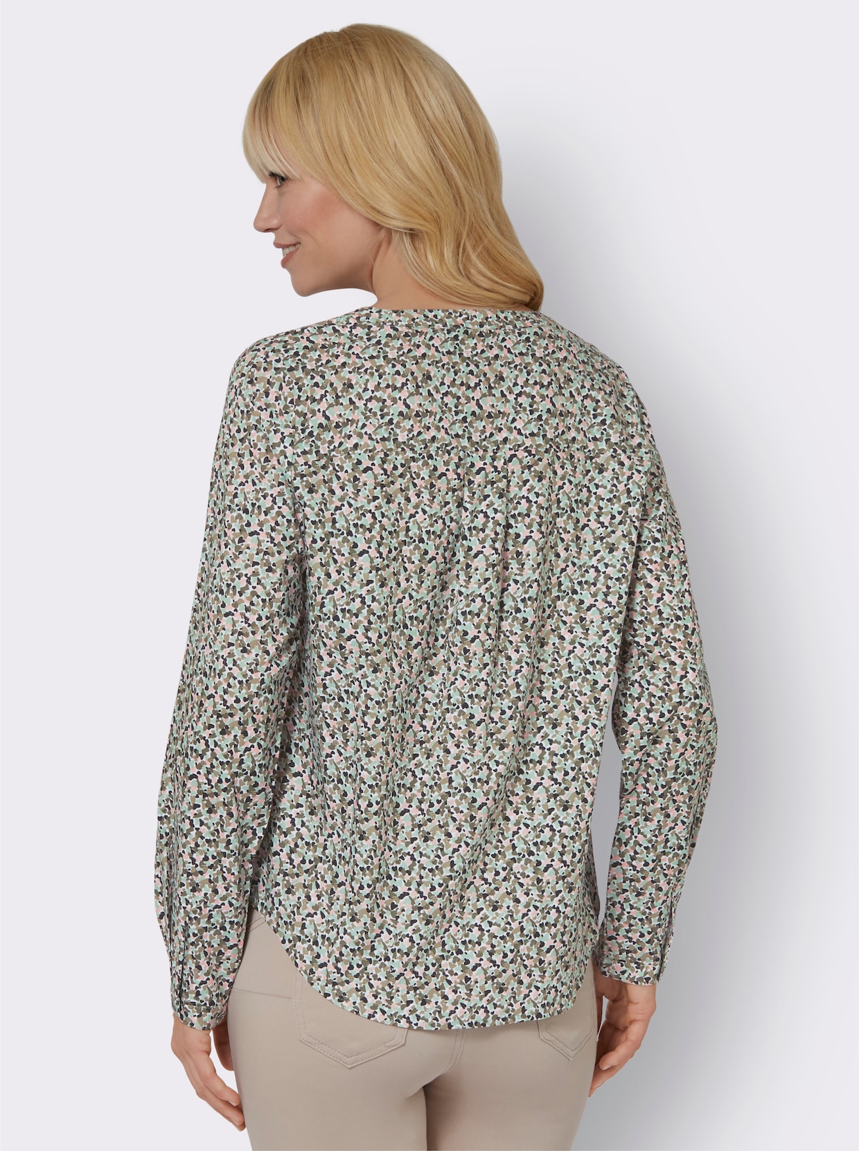 Blouse met lange mouwen - kaki/poudre bedrukt
