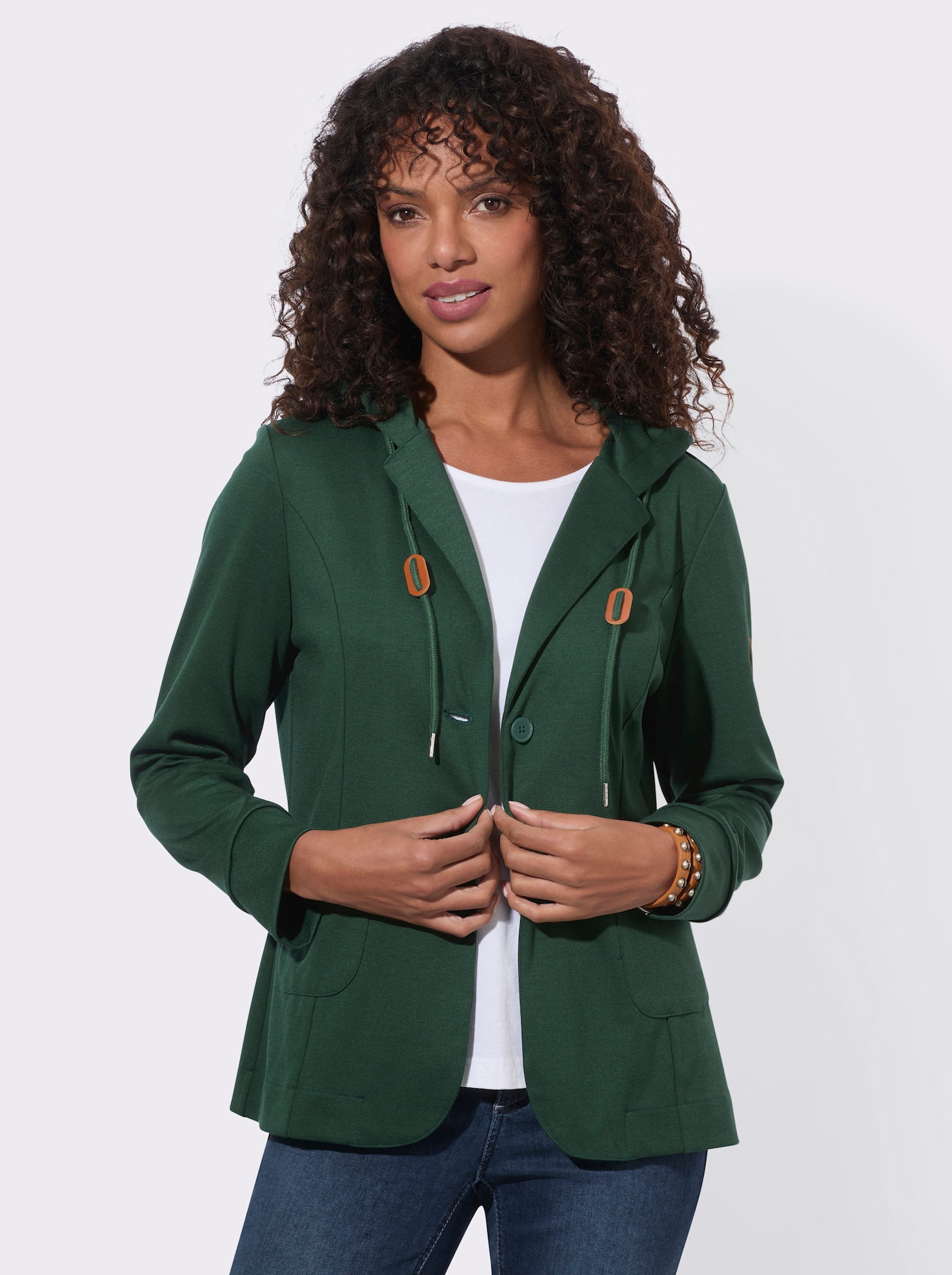 Shirtjacke mit Reverskragen - moos