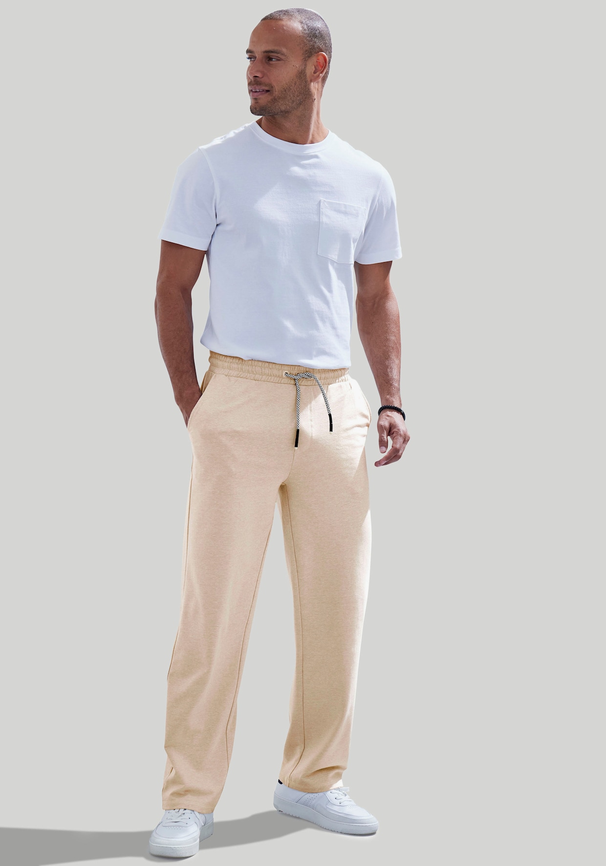 Sweatbroek - beige gemêleerd