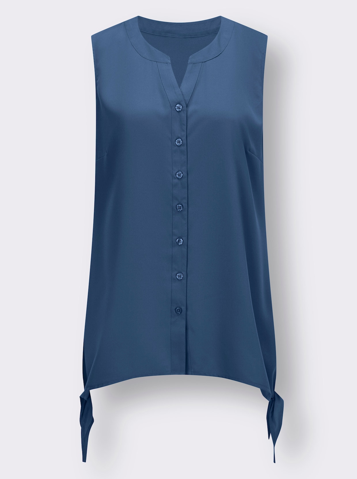 Mouwloze blouse - jeansblauw