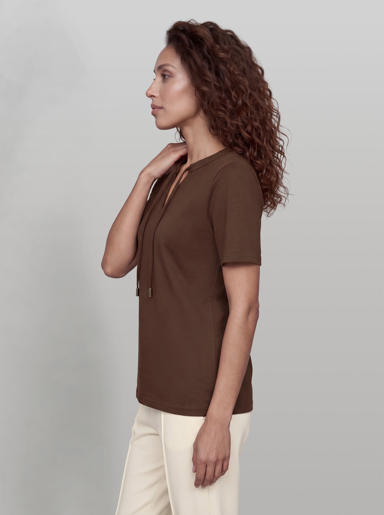 heine Shirt mit Bindeband - schoko