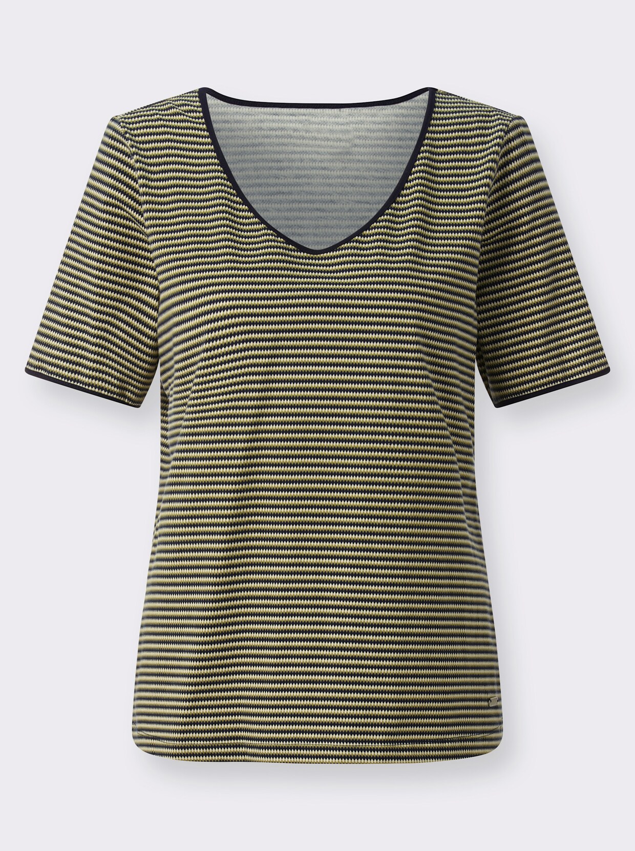 Shirt met korte mouwen - rietgroen/marine gestreept