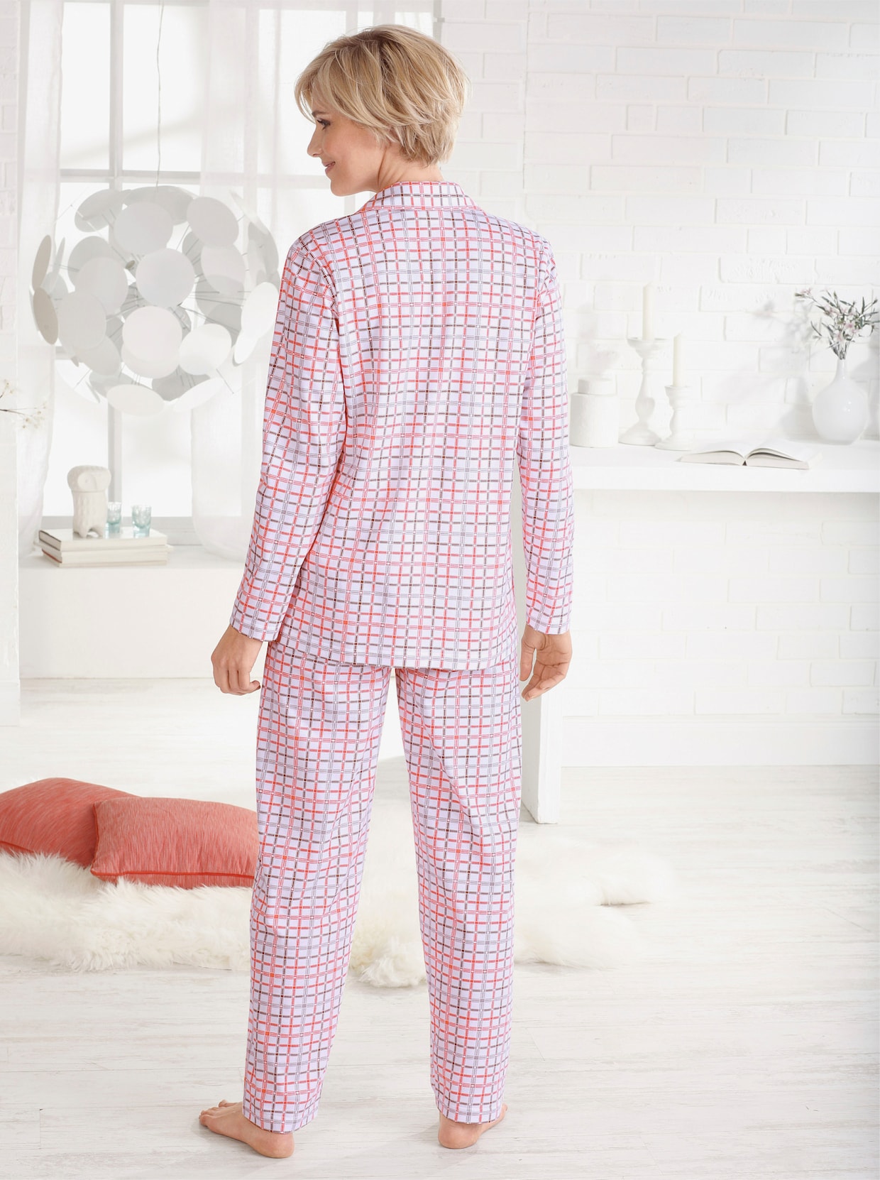 wäschepur Pyjama - rosé-kariert