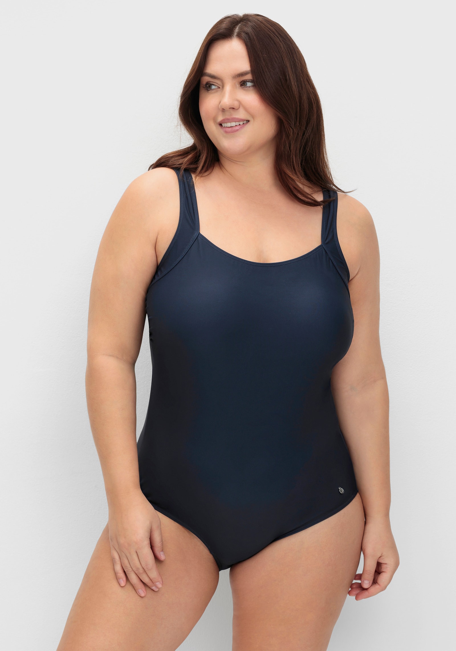 sheego Badeanzug mit Shaping-Effekt - tiefblau