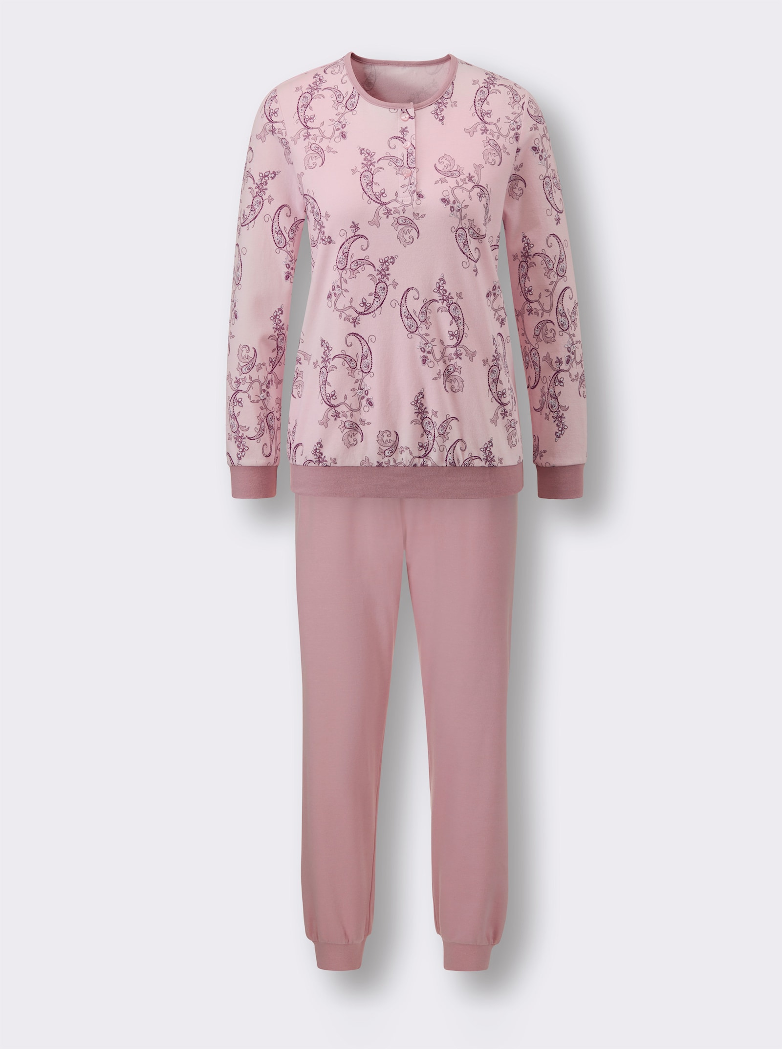 wäschepur Schlafanzug in formstabiler Interlock-Qualität - hortensie