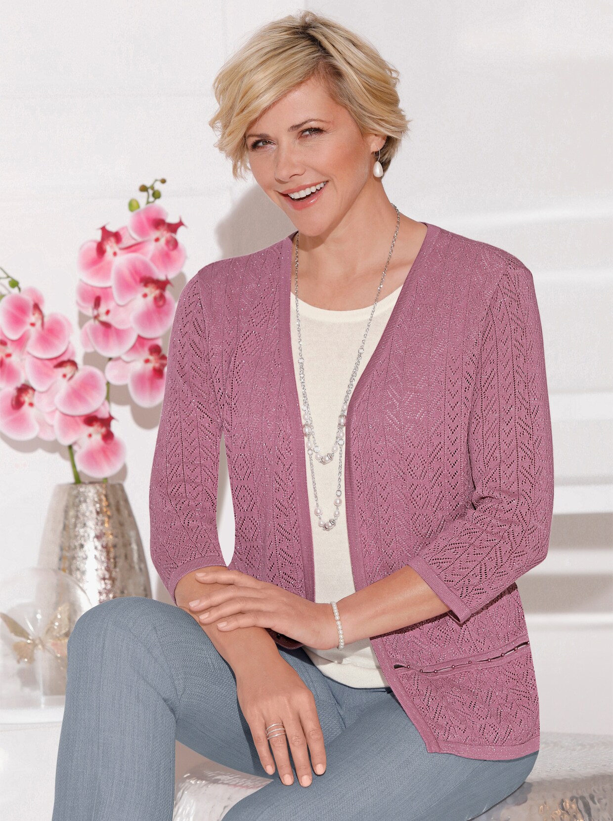 2-in-1-Pullover - altrosa-meliert